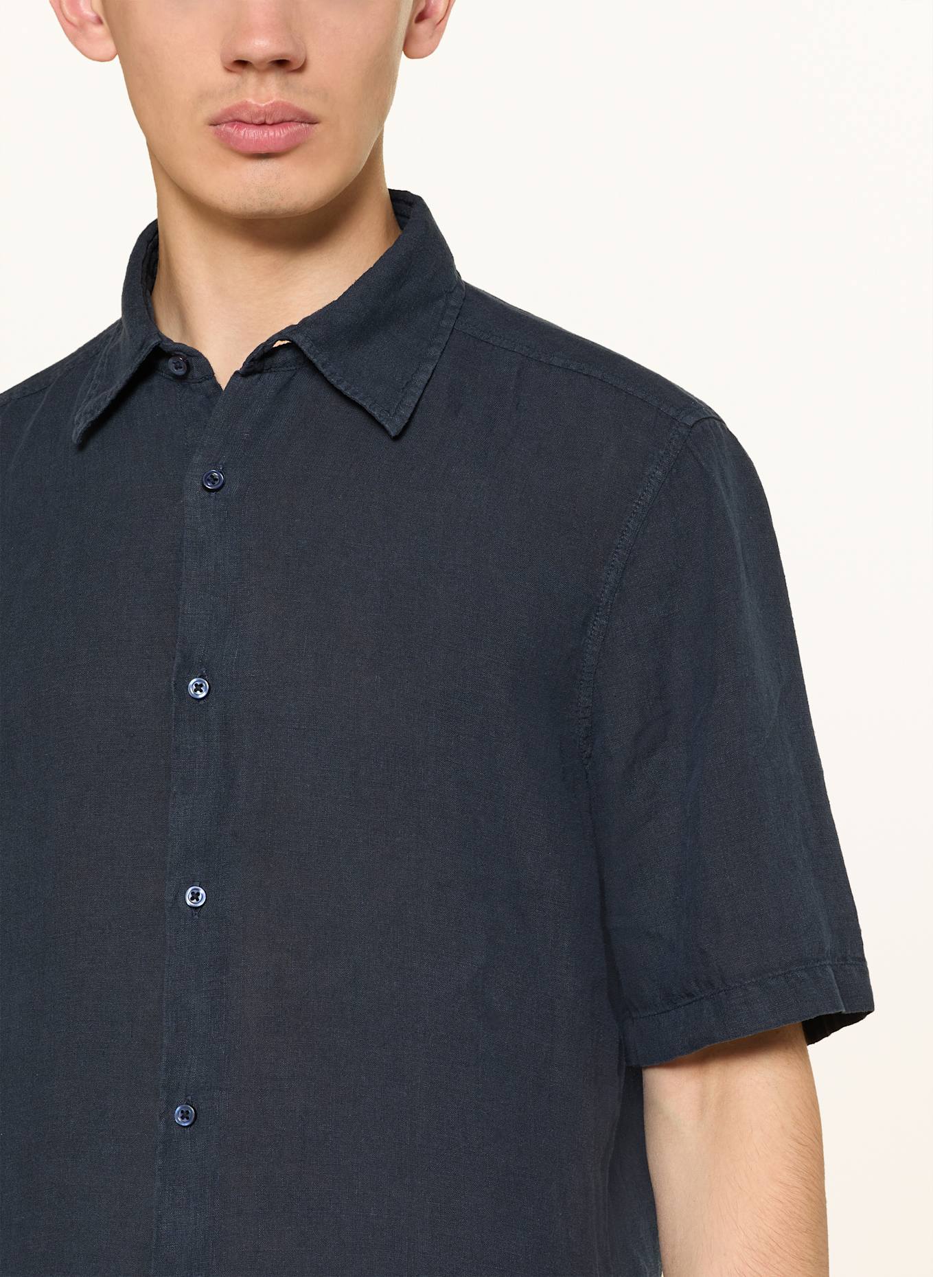 BOSS Kurzarm-Hemd RASH Regular Fit aus Leinen: DUNKELBLAU