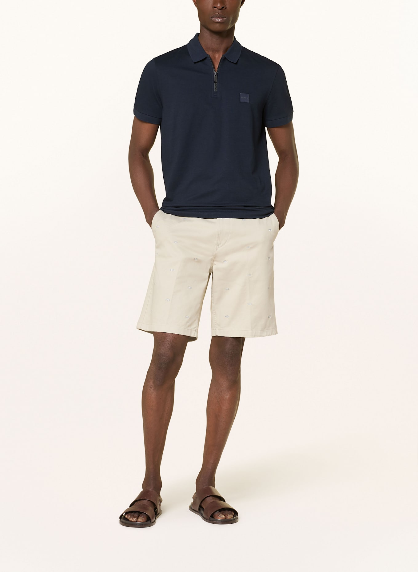 BOSS Piqué-Poloshirt PASSERZIP: DUNKELBLAU