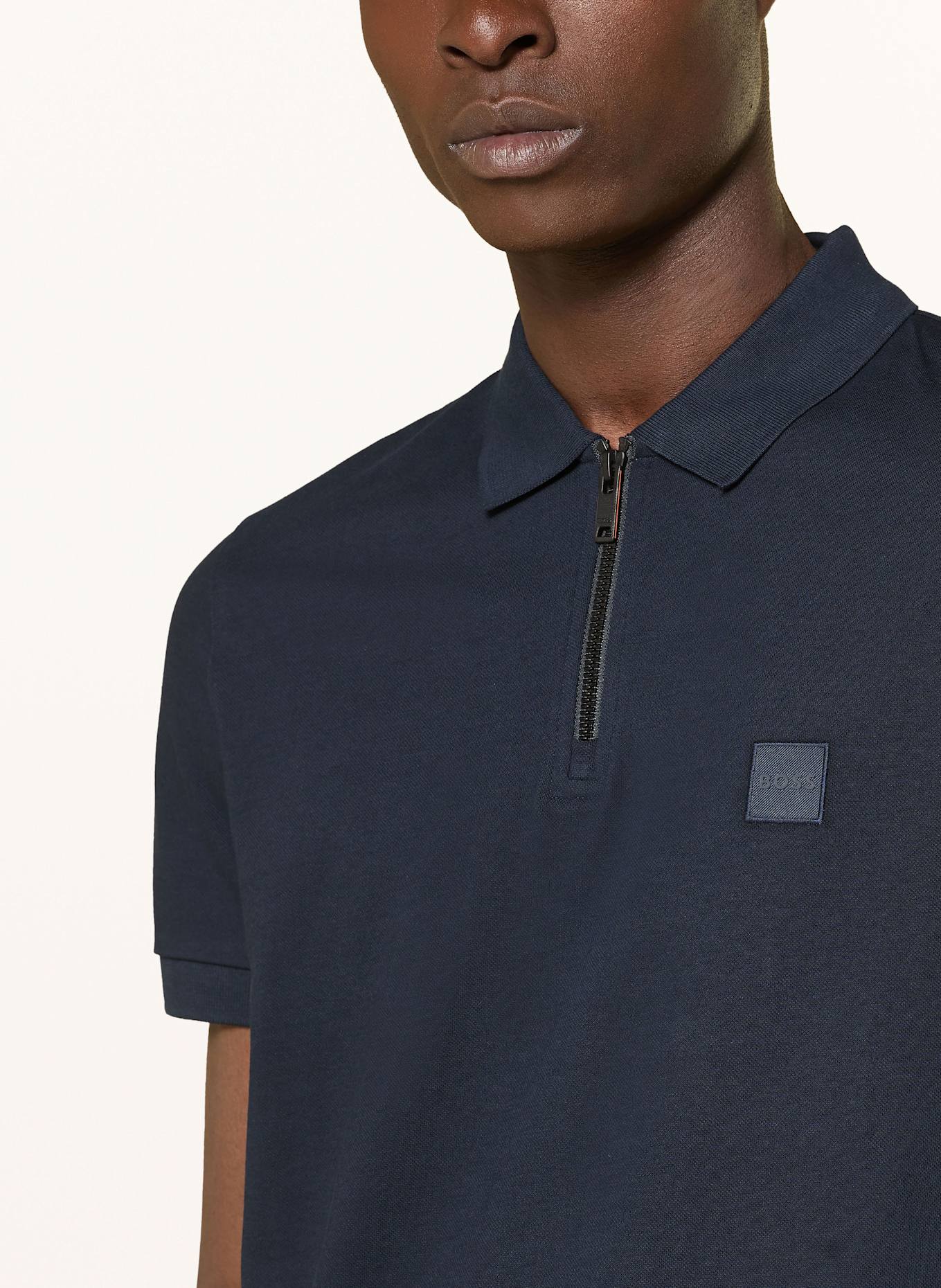 BOSS Piqué-Poloshirt PASSERZIP: DUNKELBLAU