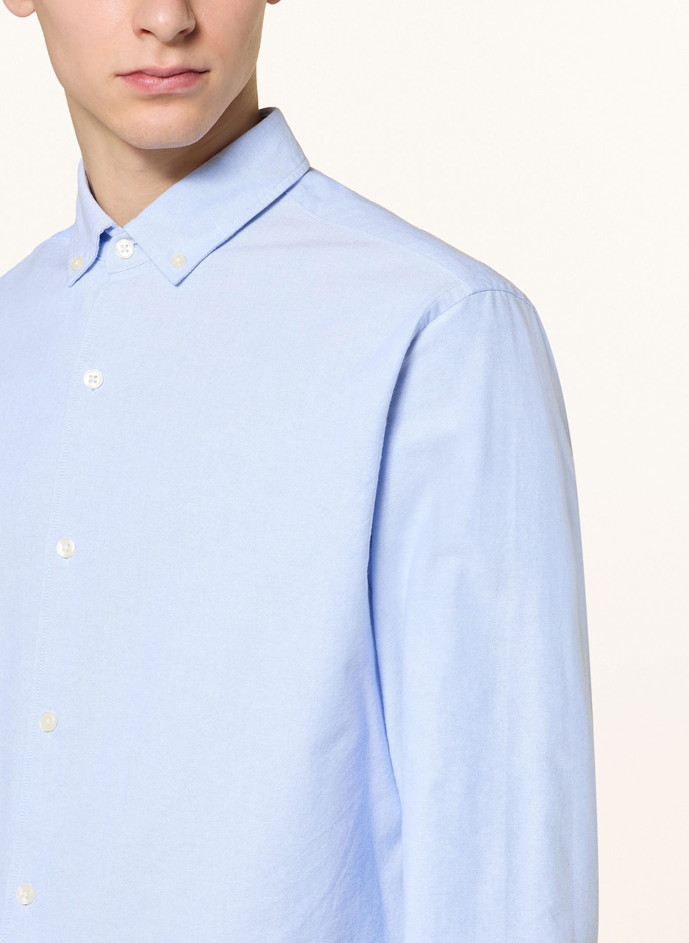 STROKESMAN'S Hemd Regular Fit mit Leinen: HELLBLAU