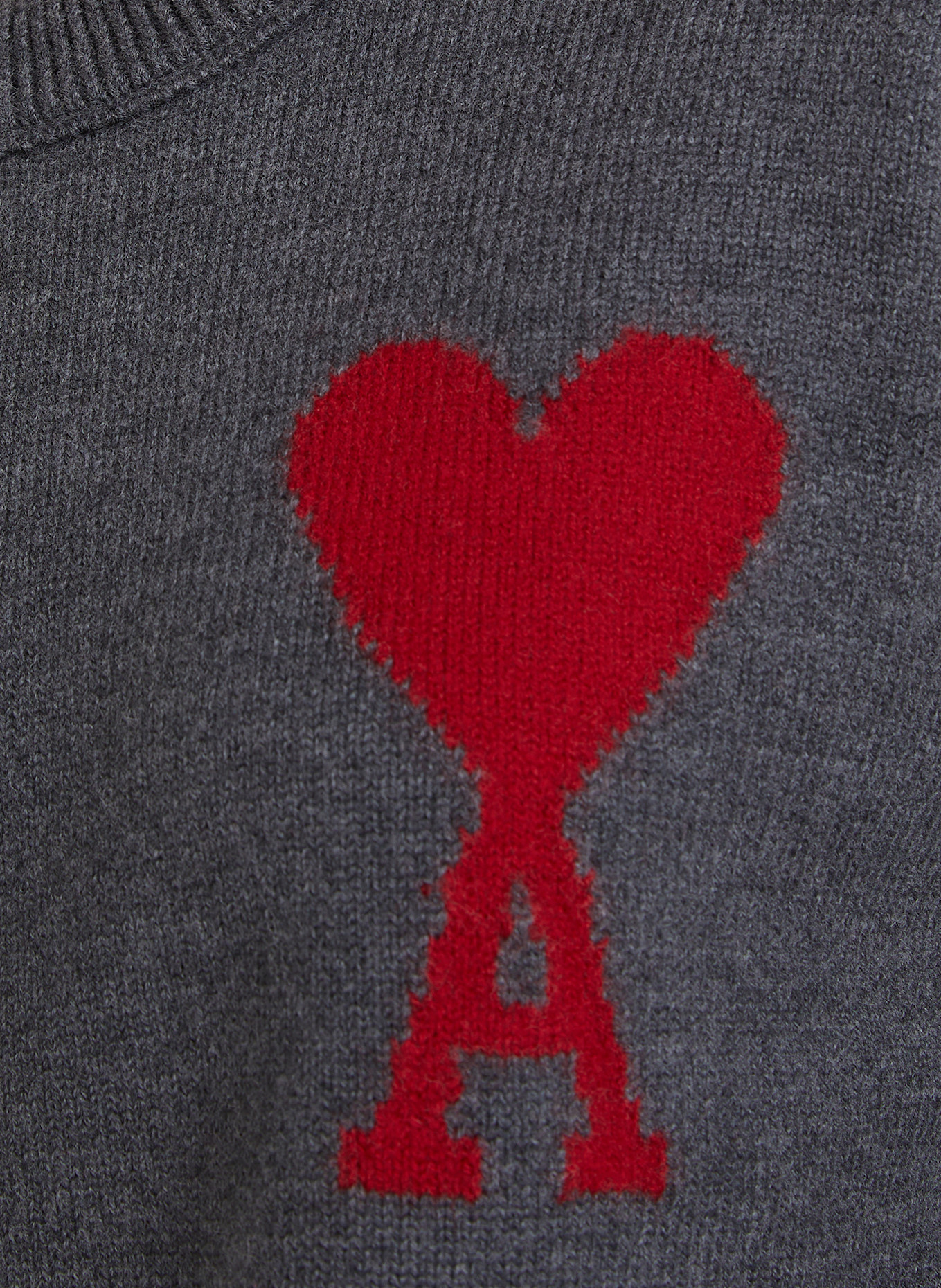 AMI PARIS Pullover: GRAU / ROT