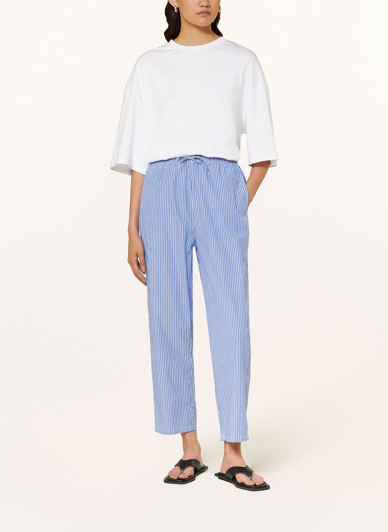 American Vintage Spodnie 7/8 ZATYBAY: NIEBIESKI / BIAŁY