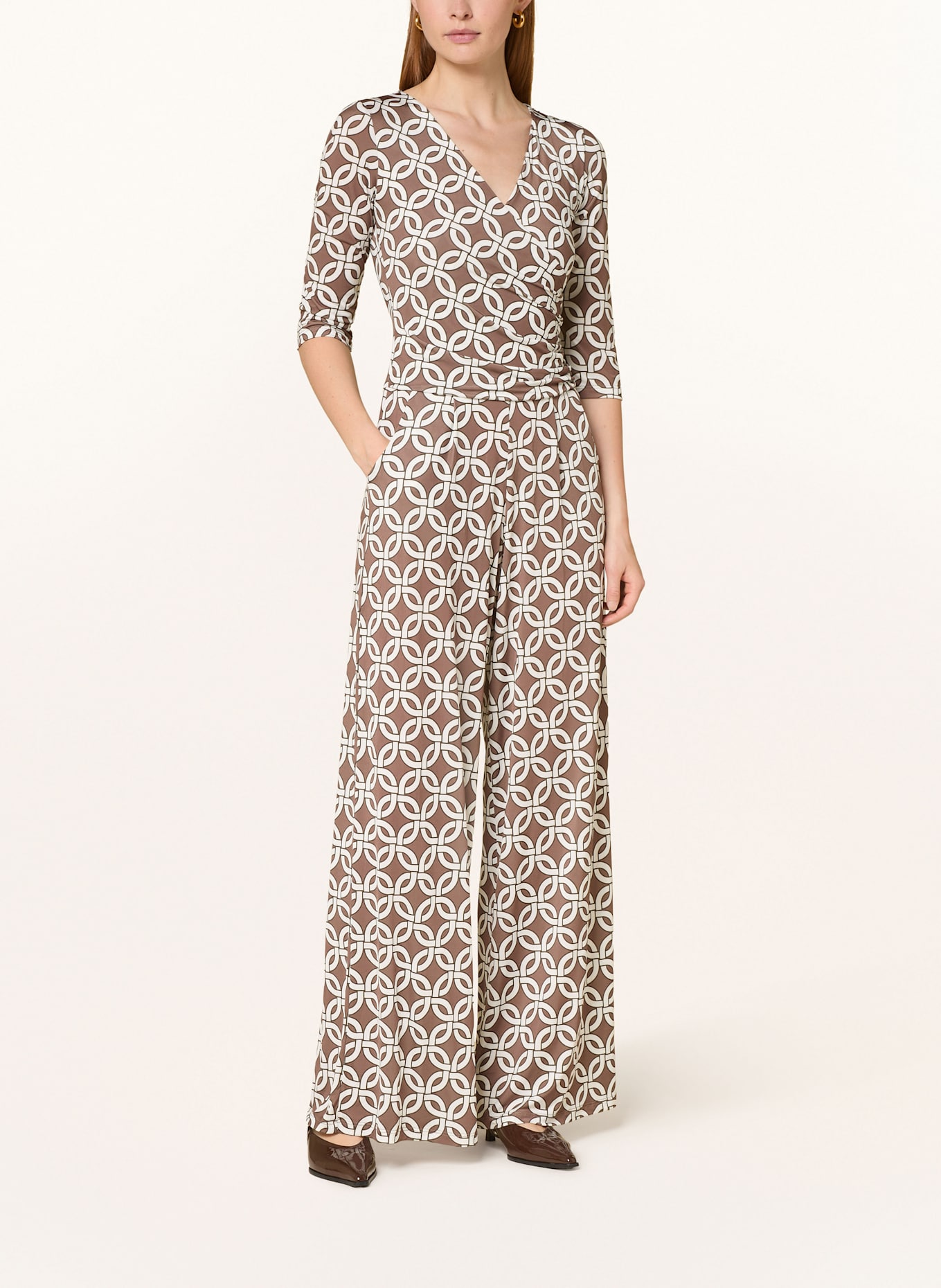marivie Jersey-Jumpsuit JUMP IN! mit 3/4-Arm: BRAUN/ SCHWARZ/ WEISS