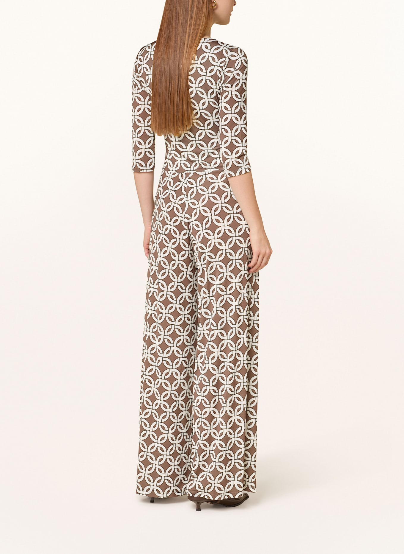 marivie Jersey-Jumpsuit JUMP IN! mit 3/4-Arm: BRAUN/ SCHWARZ/ WEISS