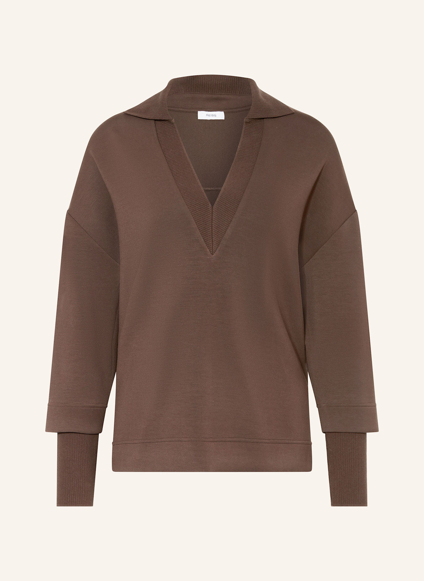 REISS Sweatshirt BERNIE im Materialmix: BRAUN