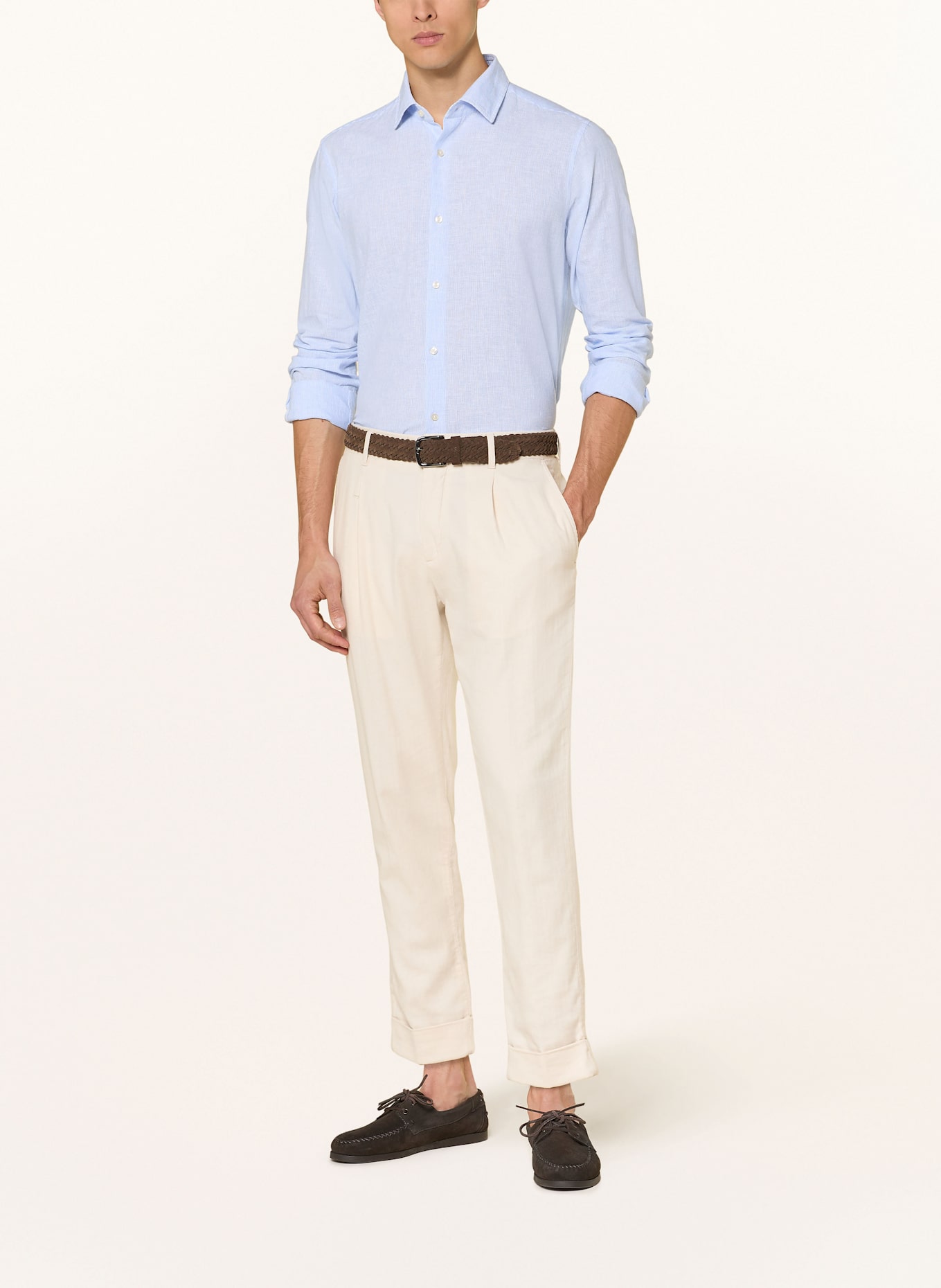 JOOP! Hemd PIT Slim Fit mit Leinen: HELLBLAU/ WEISS