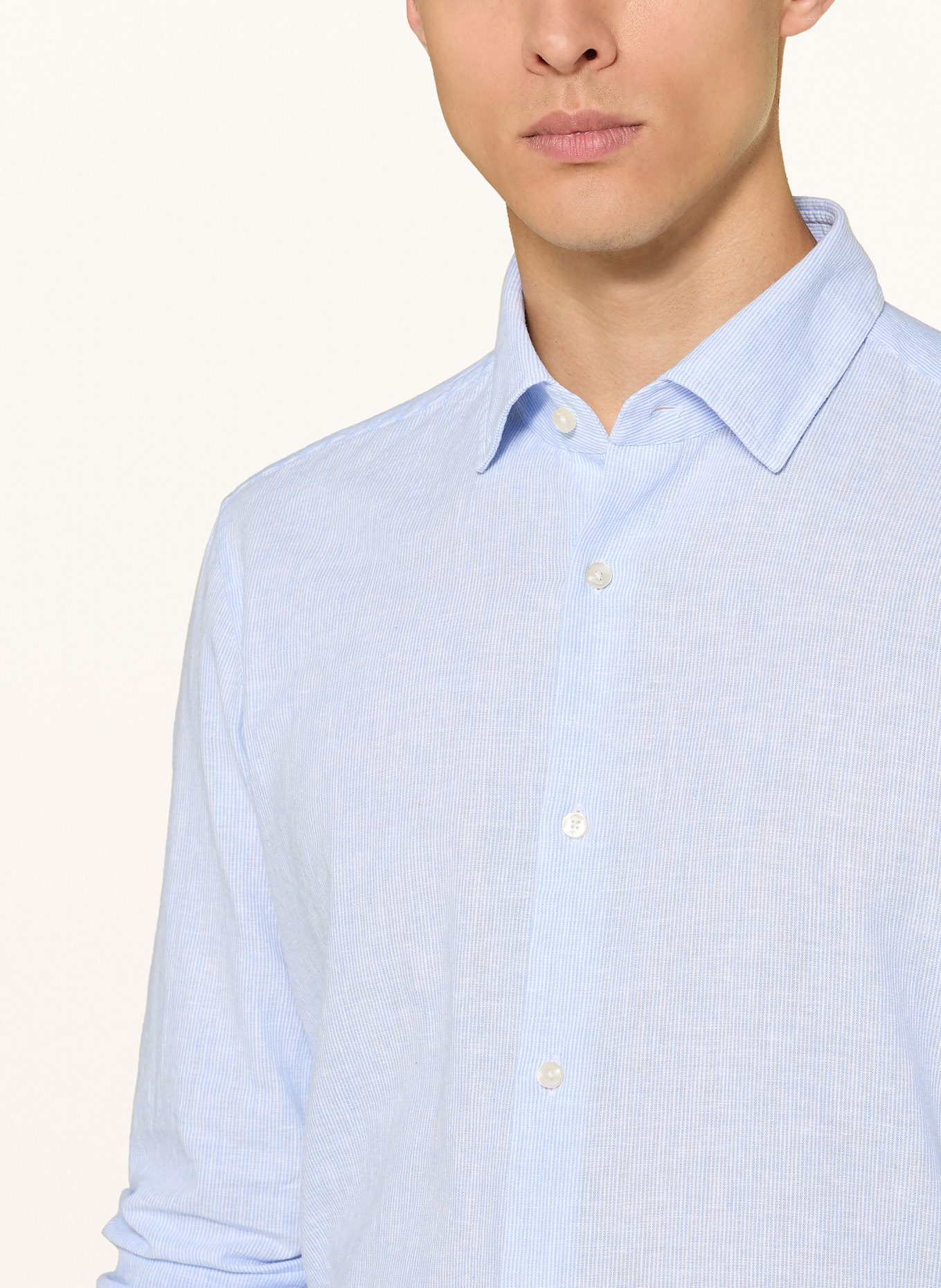 JOOP! Hemd PIT Slim Fit mit Leinen: HELLBLAU/ WEISS