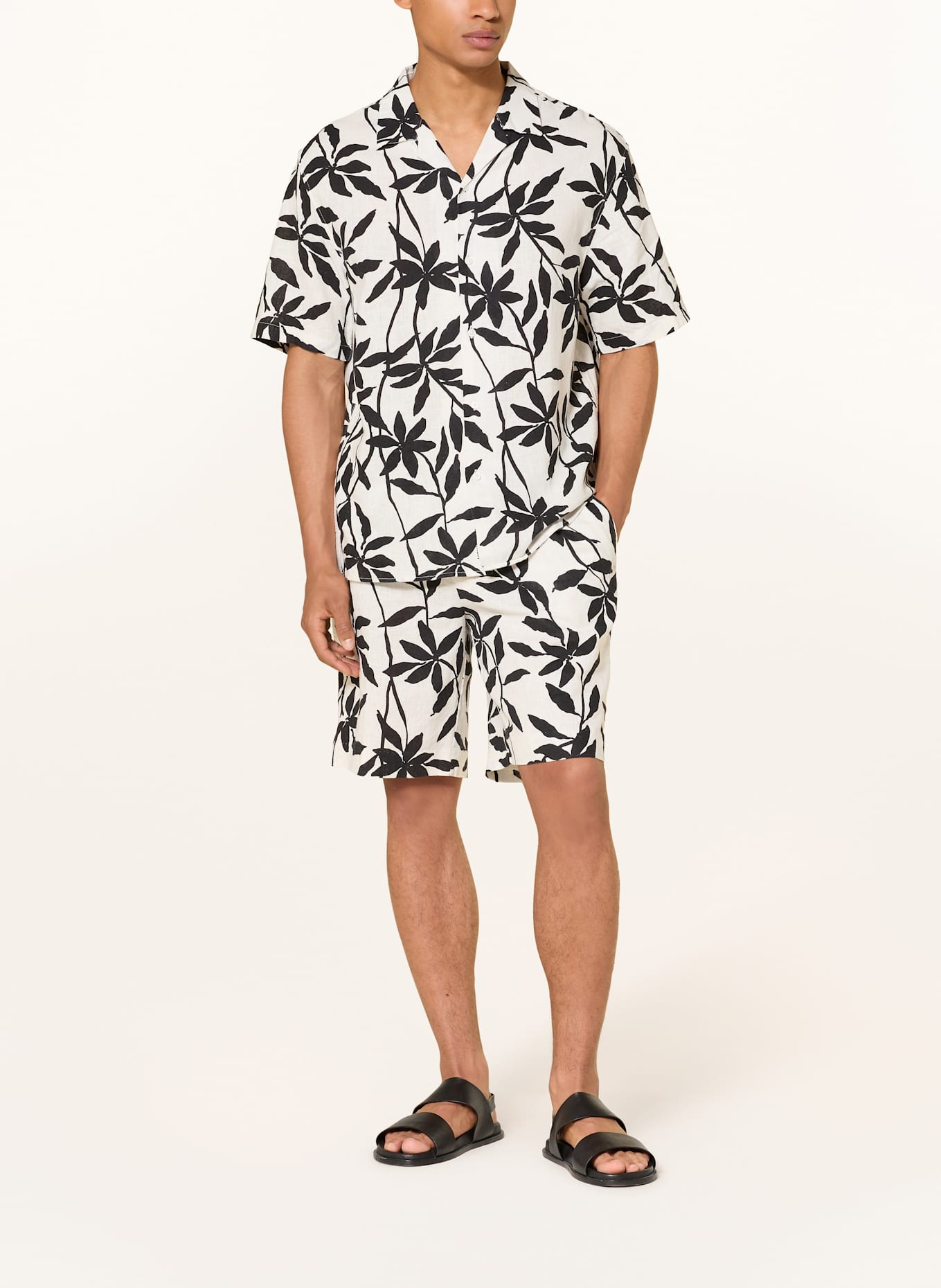 Calvin Klein Resorthemd Relaxed Fit mit Leinen: WEISS / SCHWARZ