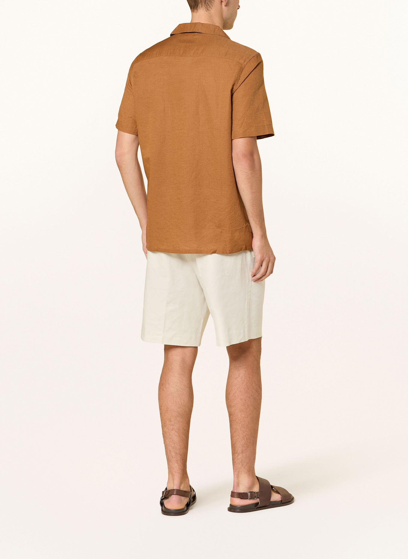 calvin Flat Klein Koszula z klapami regular fit z dodatkiem lnu: KONIAKOWY