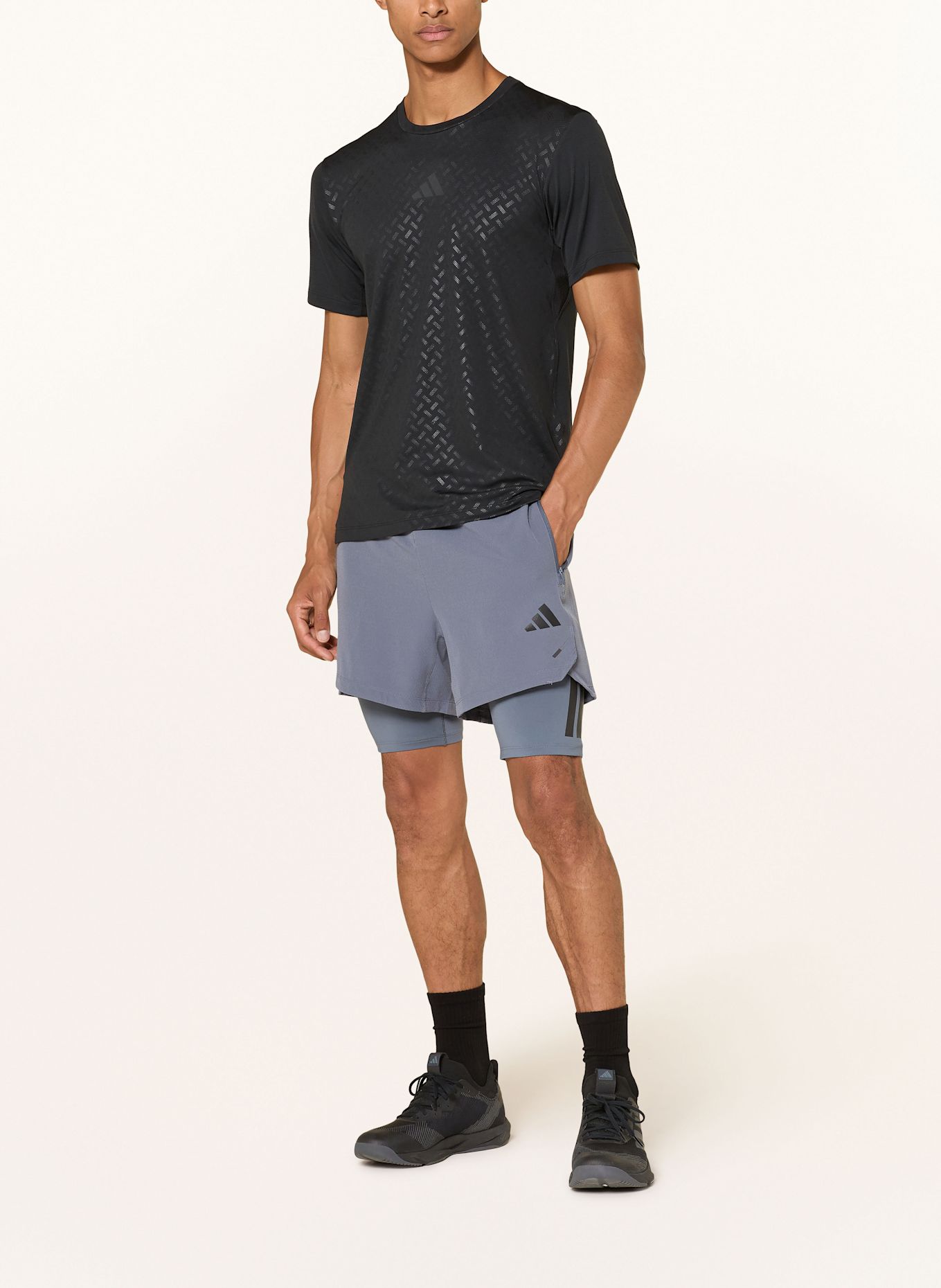 adidas 2-in-1-Trainingsshorts POWER: BLAUGRAU