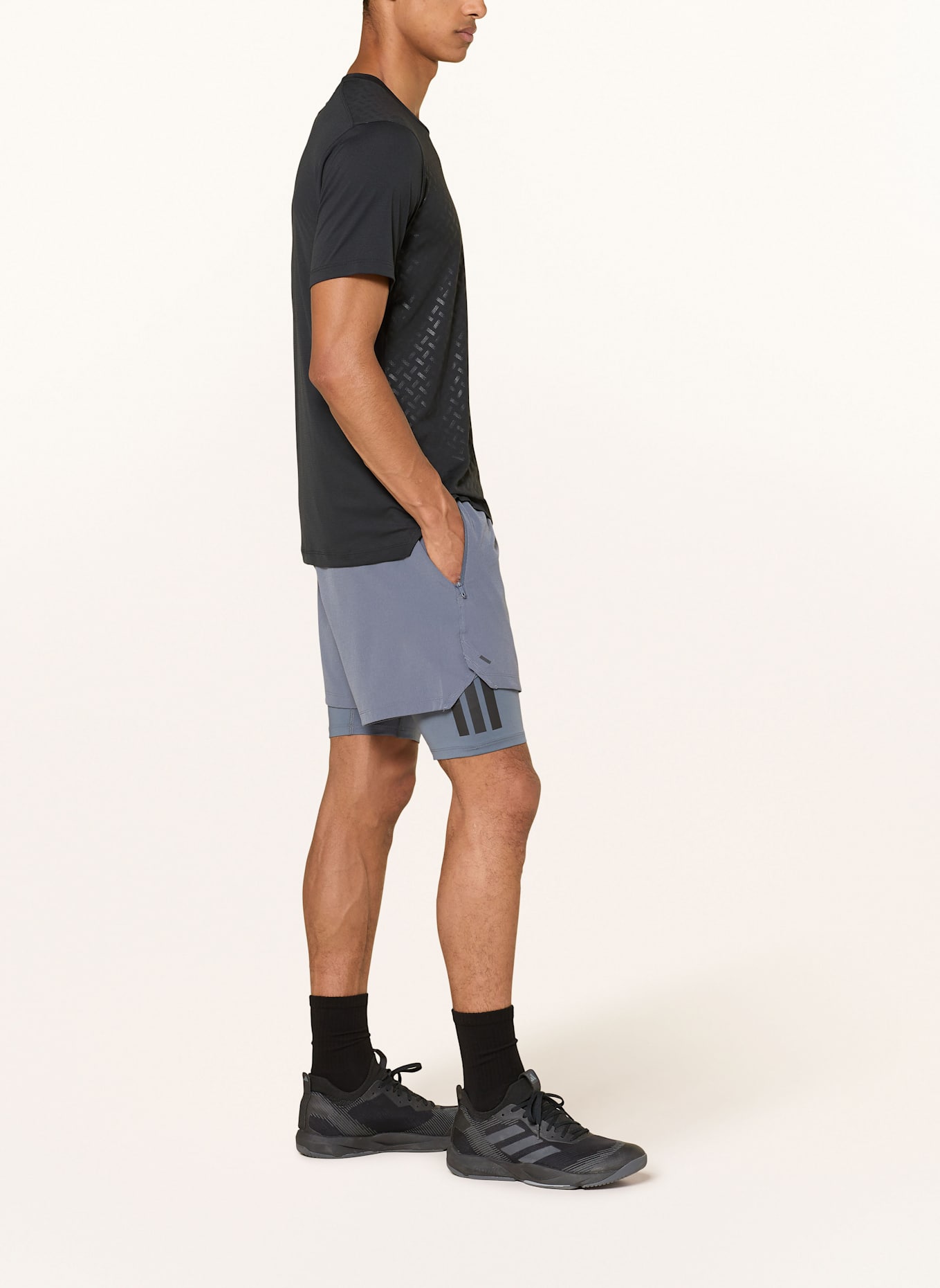 adidas 2-in-1-Trainingsshorts POWER: BLAUGRAU