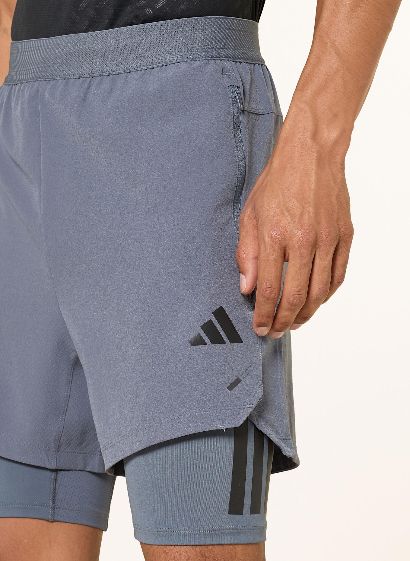 adidas 2-in-1-Trainingsshorts POWER: BLAUGRAU