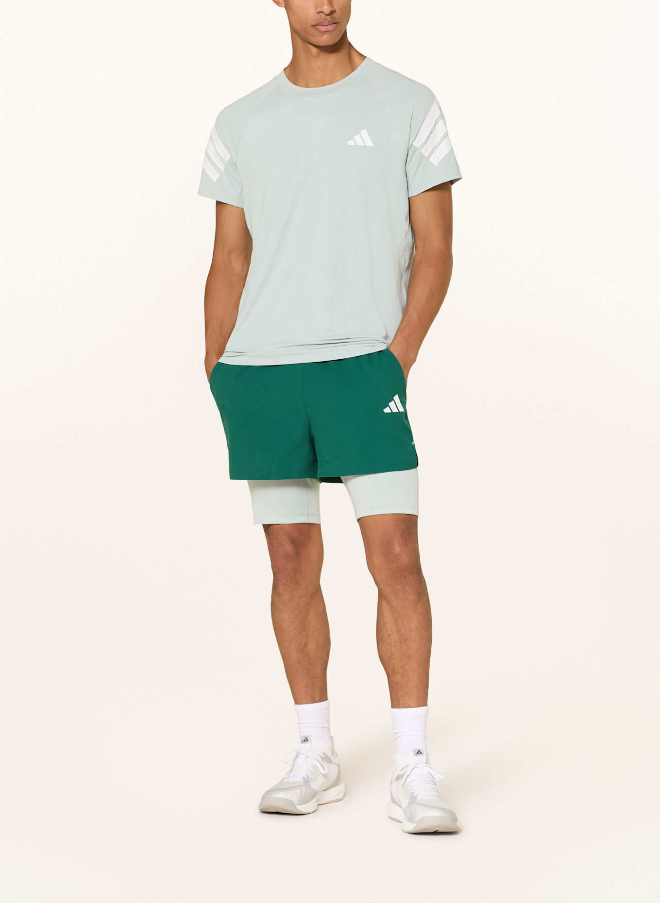 adidas 2-in1-Trainingsshorts GYM+: GRÜN/ HELLGRÜN