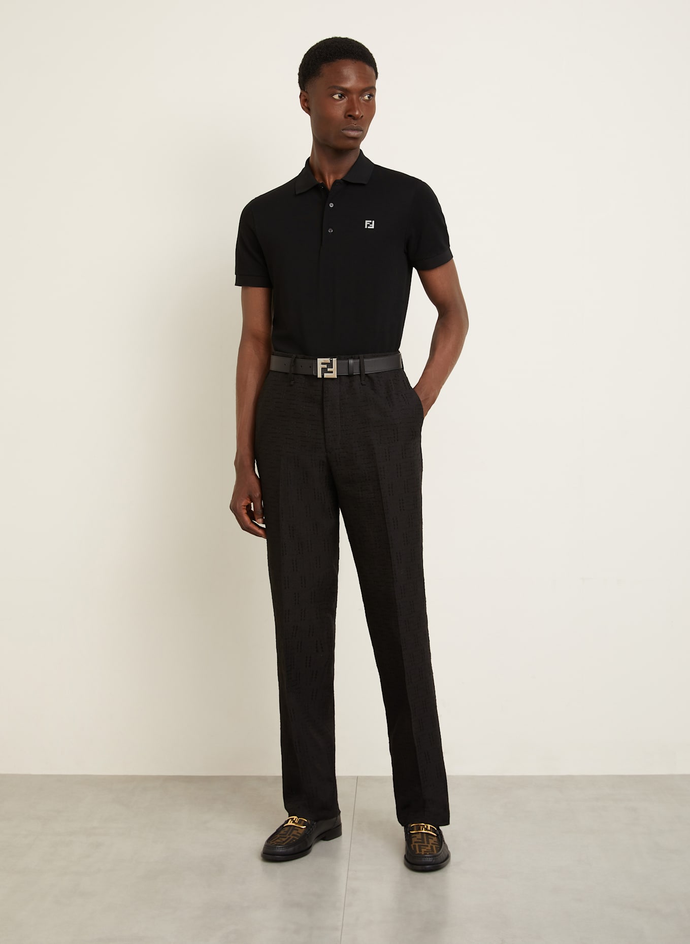 FENDI Piqué-Poloshirt Regular Fit: SCHWARZ