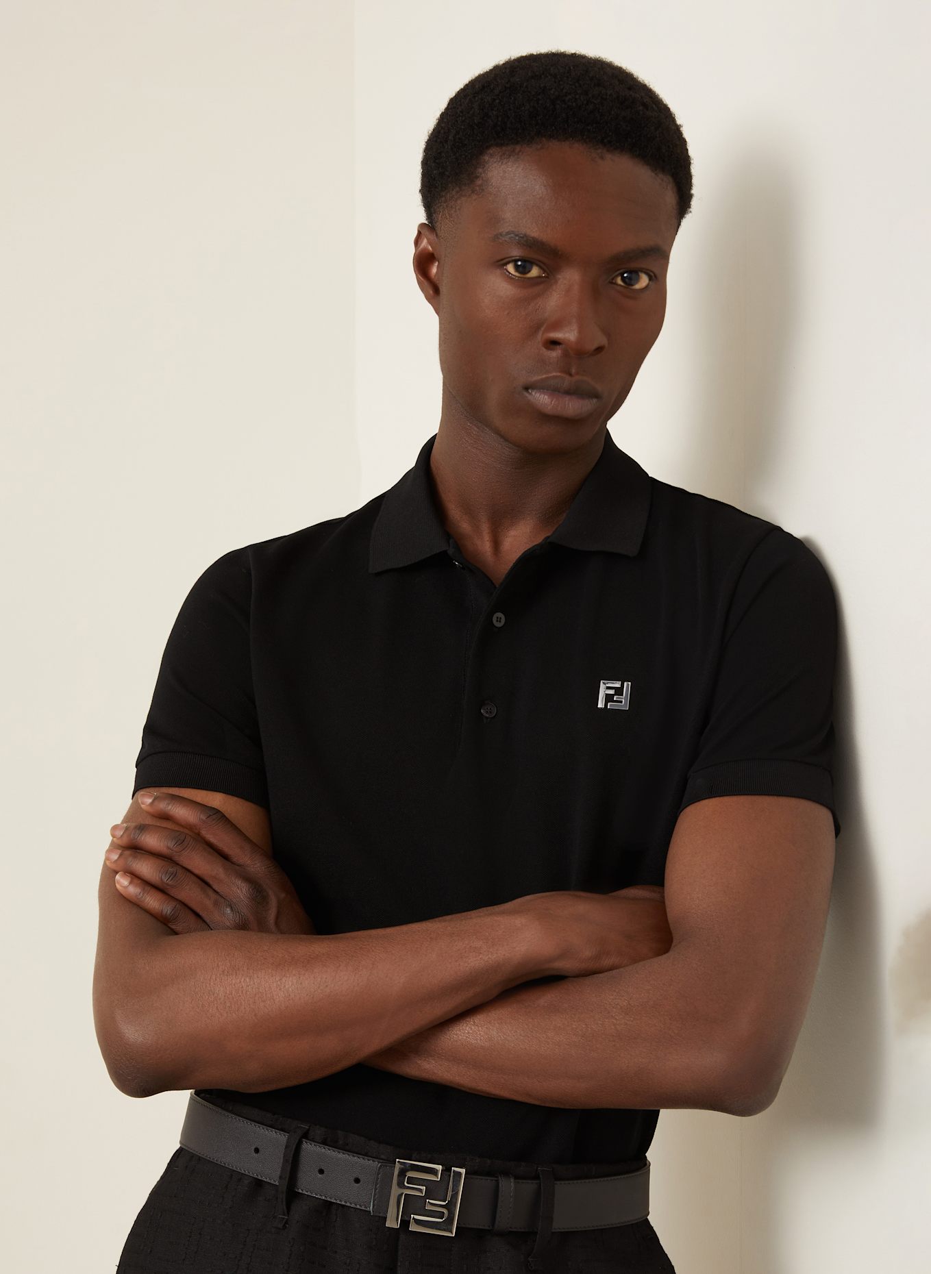 FENDI Piqué-Poloshirt Regular Fit: SCHWARZ