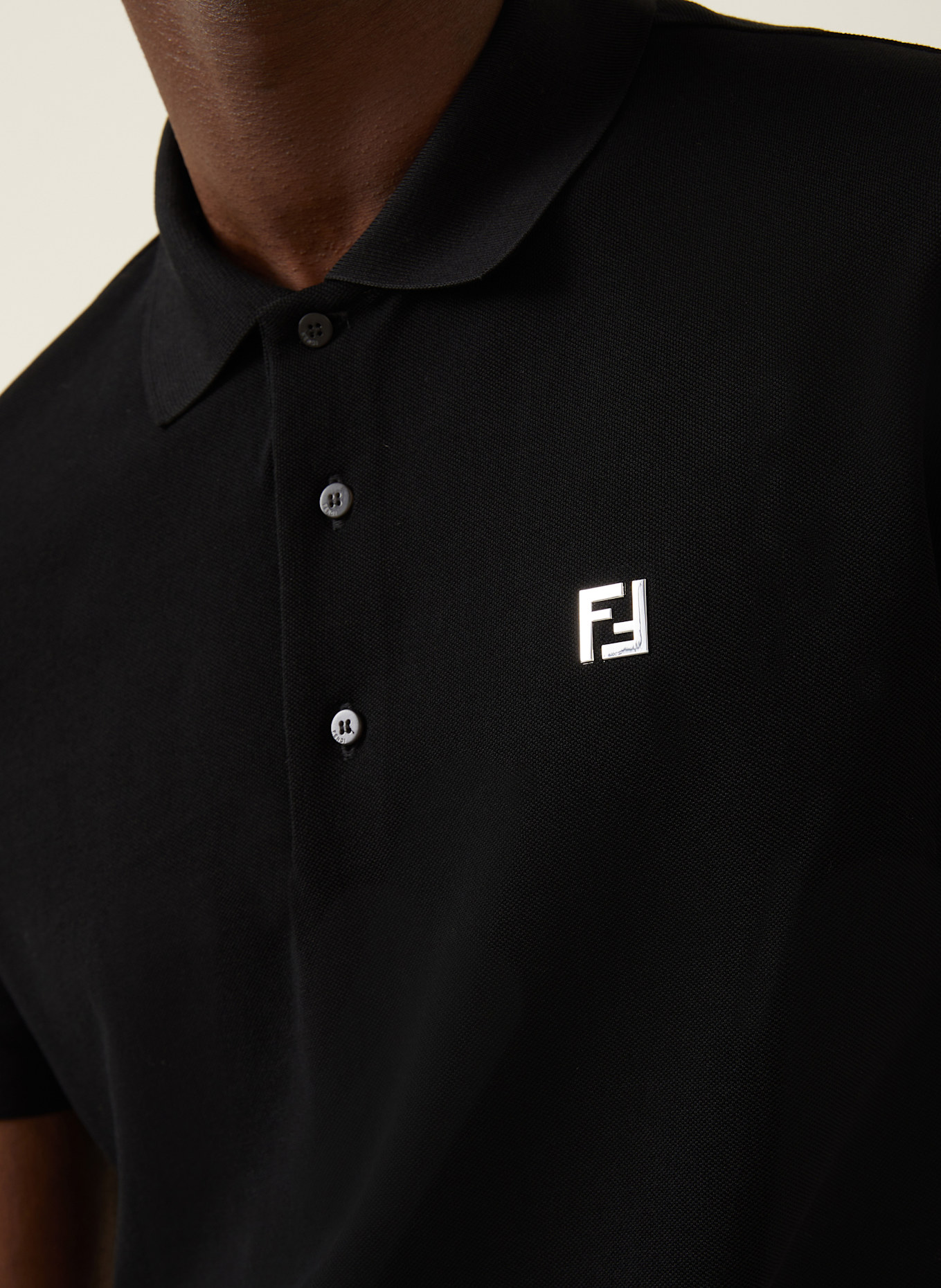 FENDI Piqué-Poloshirt Regular Fit: SCHWARZ