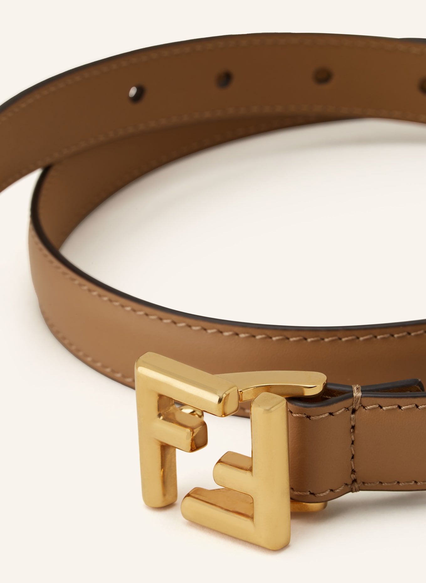FENDI Ledergürtel: CAMEL/ GOLD