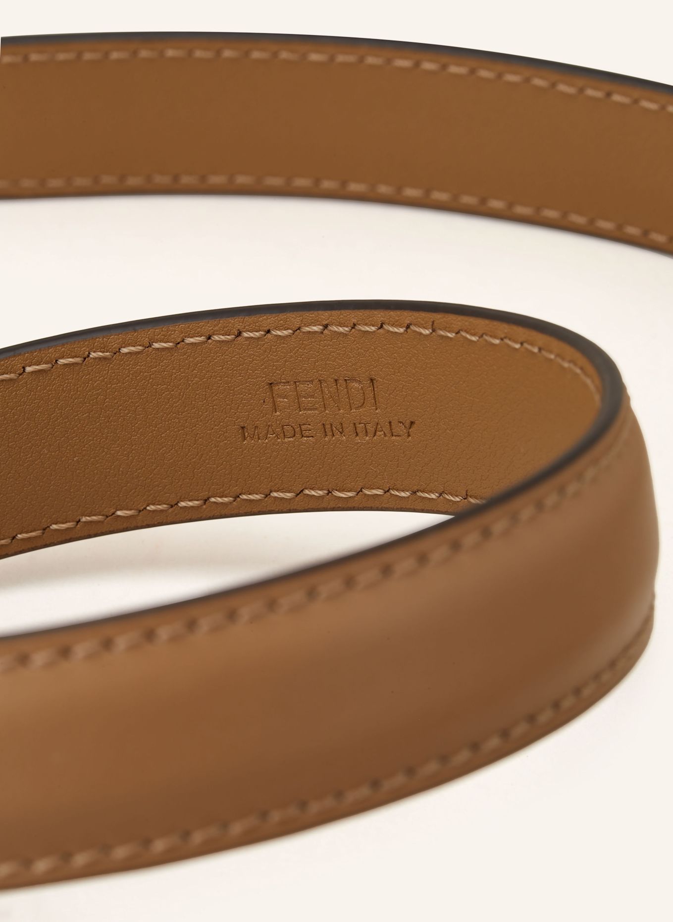 FENDI Ledergürtel: CAMEL/ GOLD