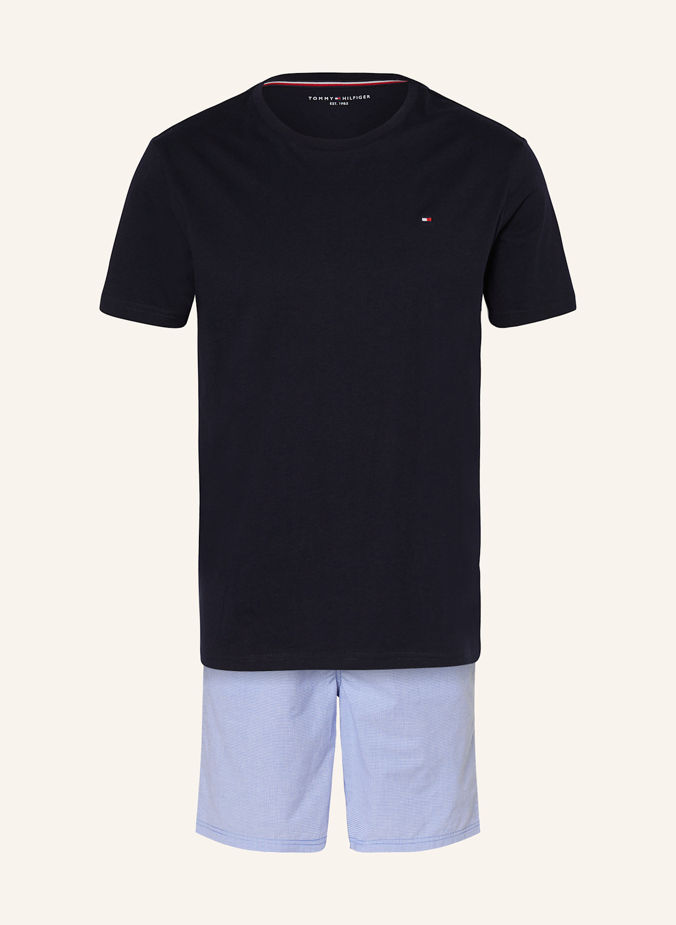TOMMY HILFIGER Shorty-Schlafanzug: DUNKELBLAU / HELLBLAU