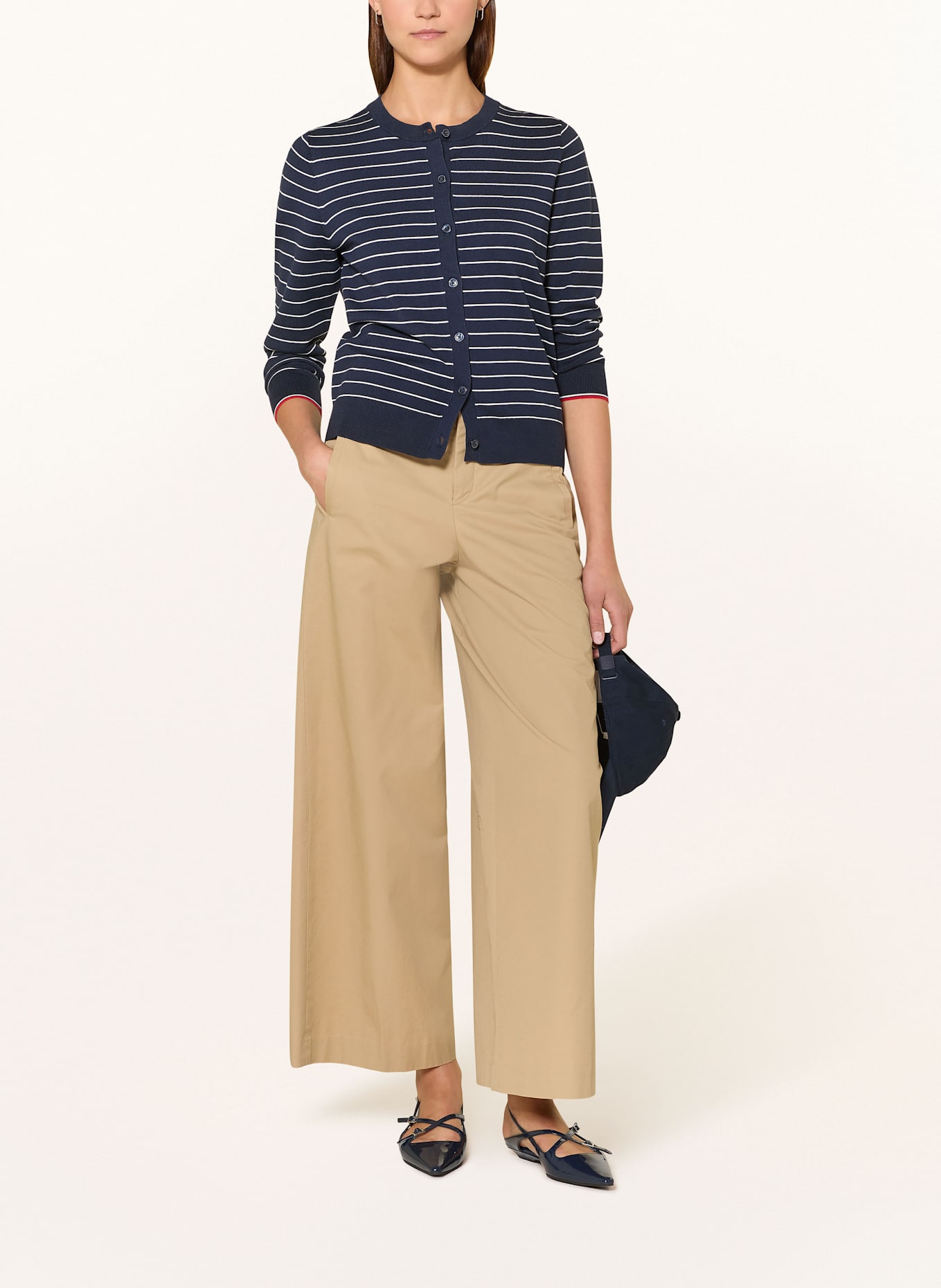 TOMMY HILFIGER Strickjacke: DUNKELBLAU / WEISS