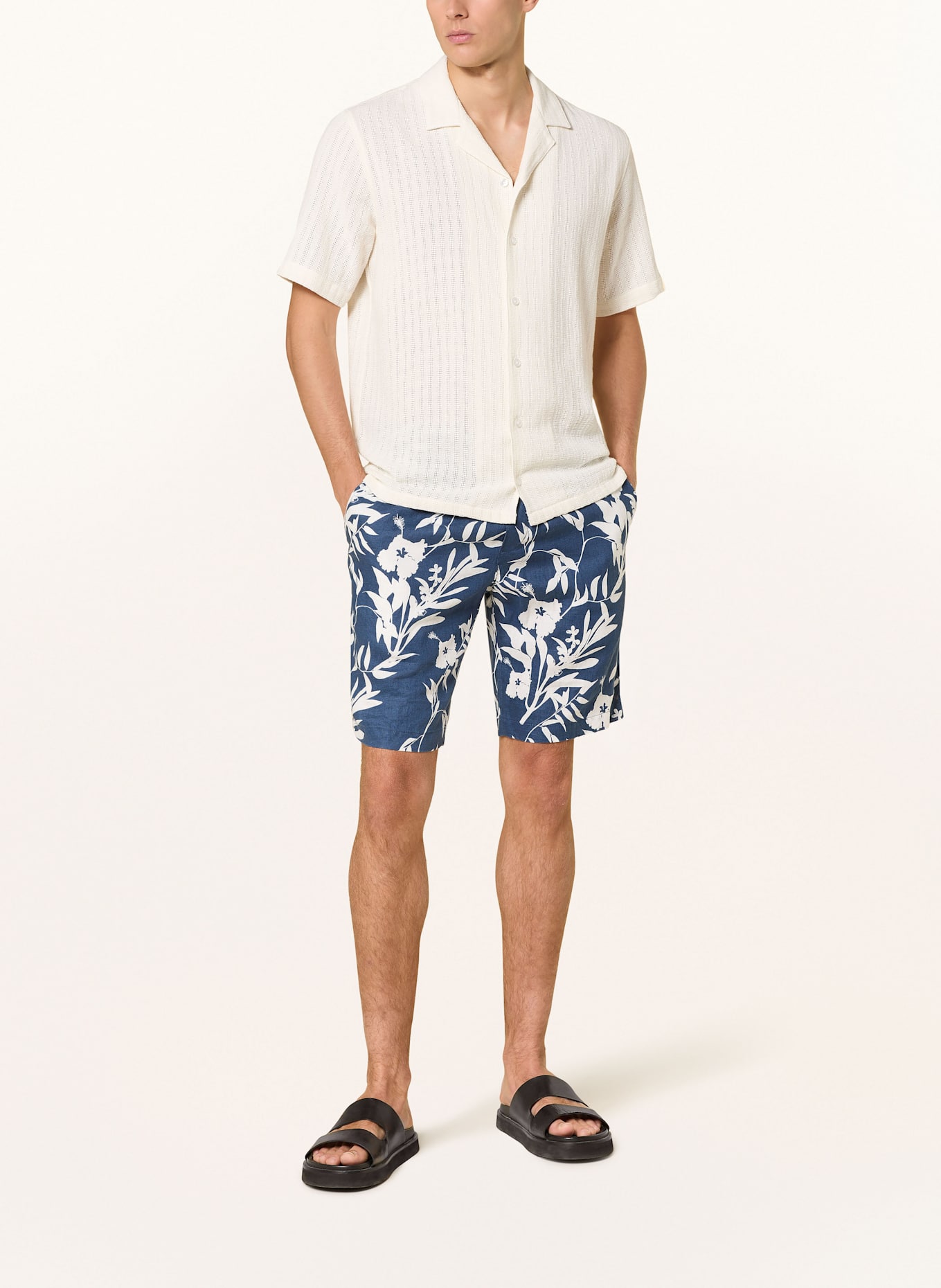 TOMMY HILFIGER Leinenshorts HARLEM: BLAU/ WEISS