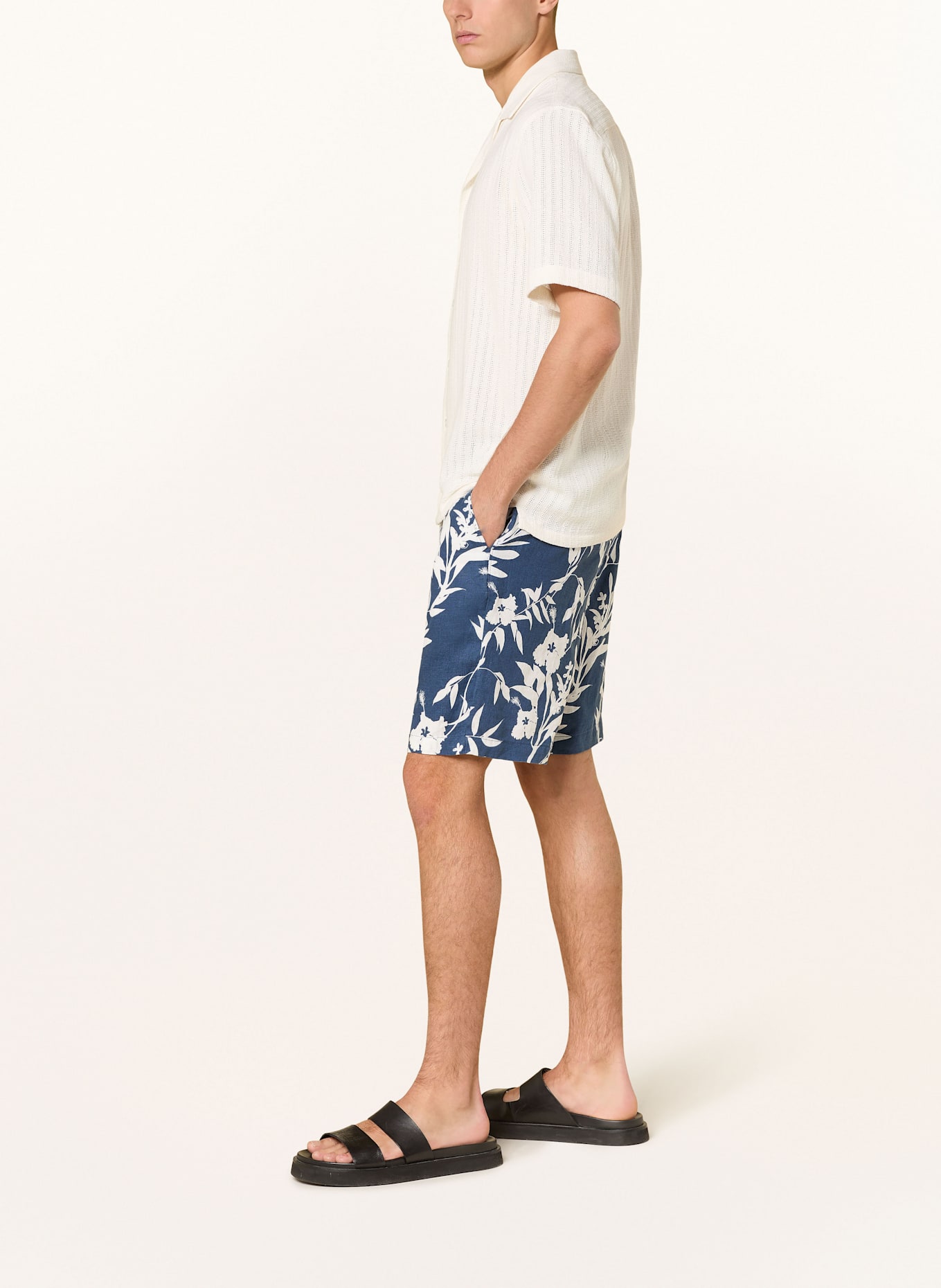 TOMMY HILFIGER Leinenshorts HARLEM: BLAU/ WEISS