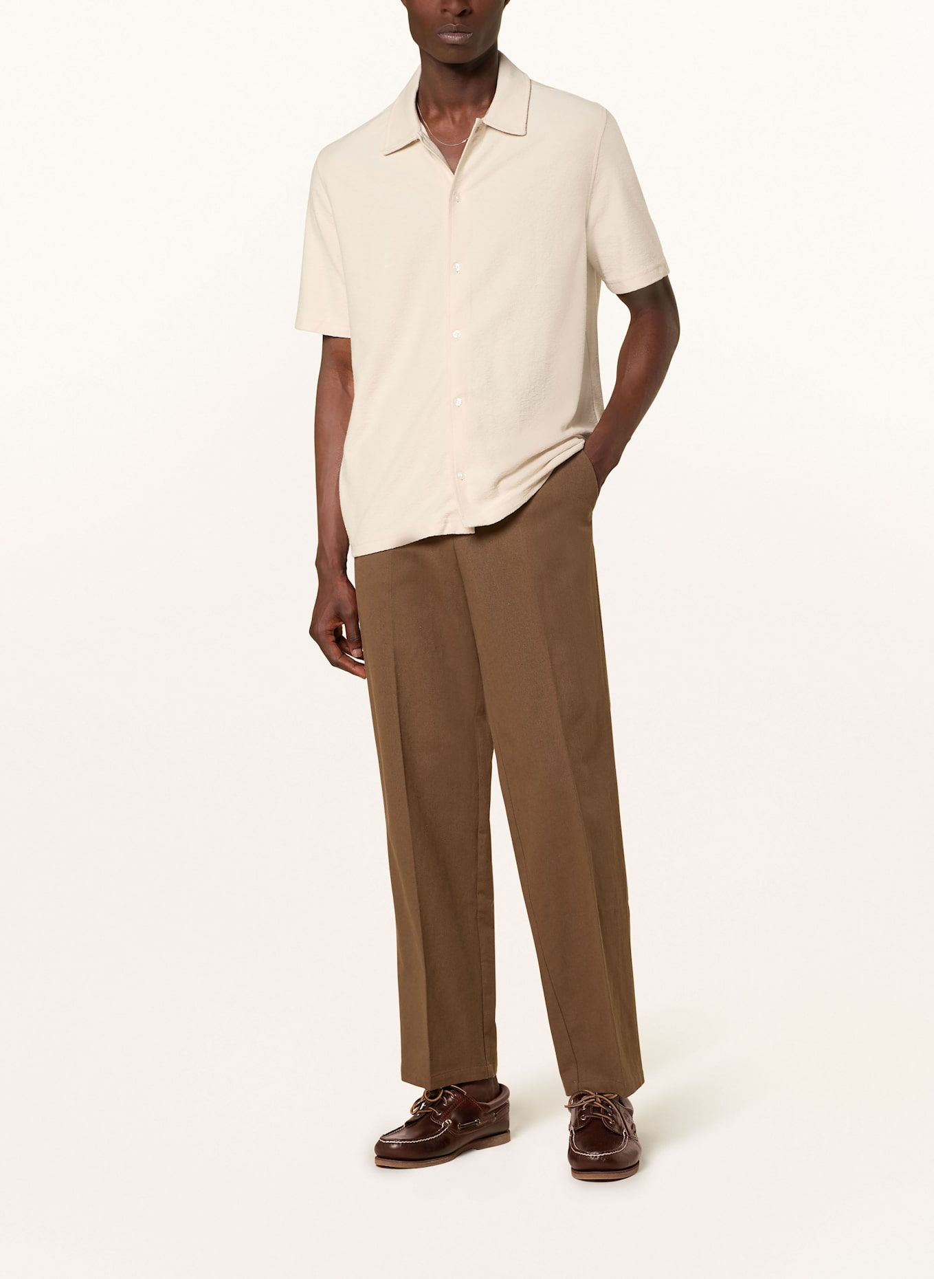 SAMSØE  SAMSØE Short-sleeved shirt KVISTBRO comfort fit: BEIGE