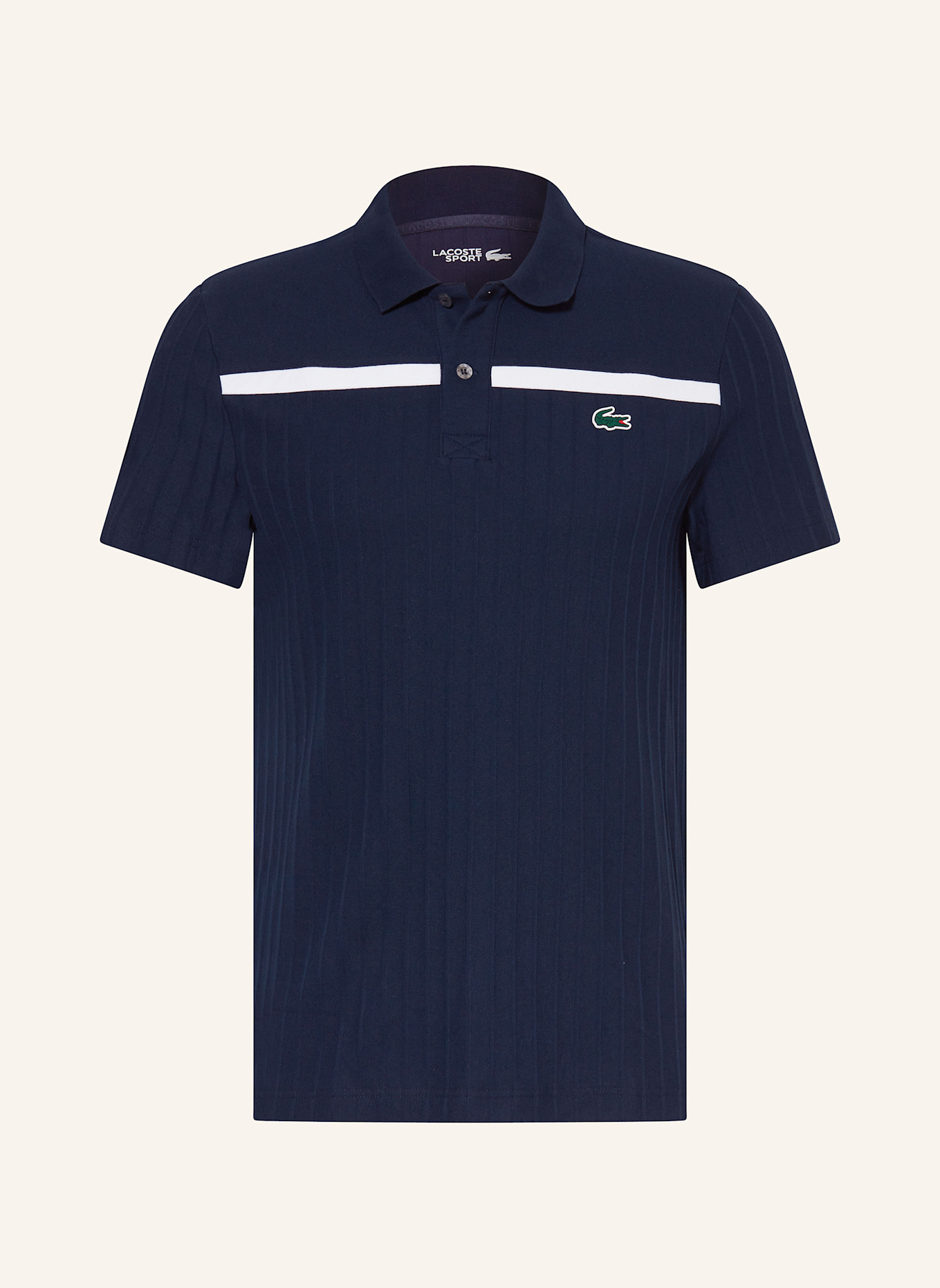 LACOSTE Funktions-Poloshirt HERITAGE: DUNKELBLAU/ WEISS