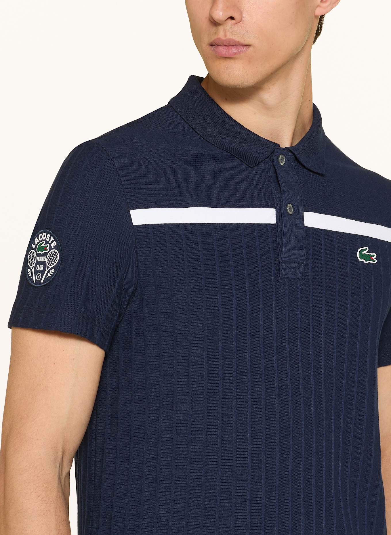 LACOSTE Funktions-Poloshirt HERITAGE: DUNKELBLAU/ WEISS