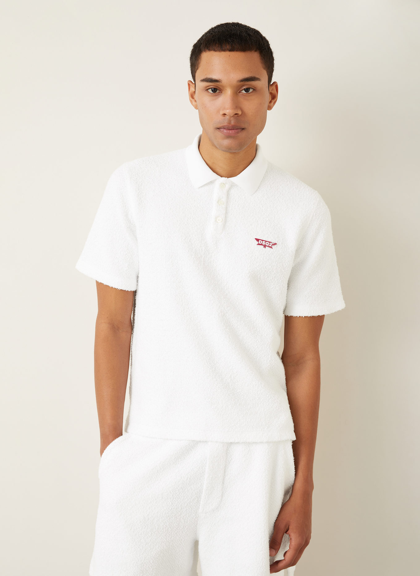 DSQUARED2 Frottee-Poloshirt Tennis Fit: WEISS