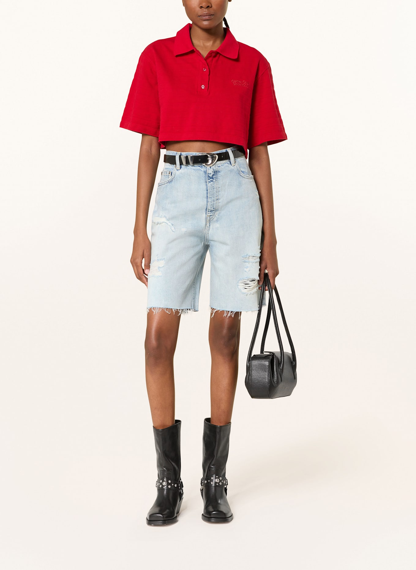 GOLDEN GOOSE Cropped-Poloshirt: ROT