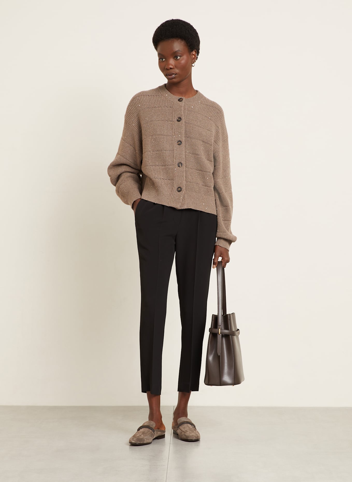 BRUNELLO CUCINELLI 7/8-Hose mit Seide: SCHWARZ