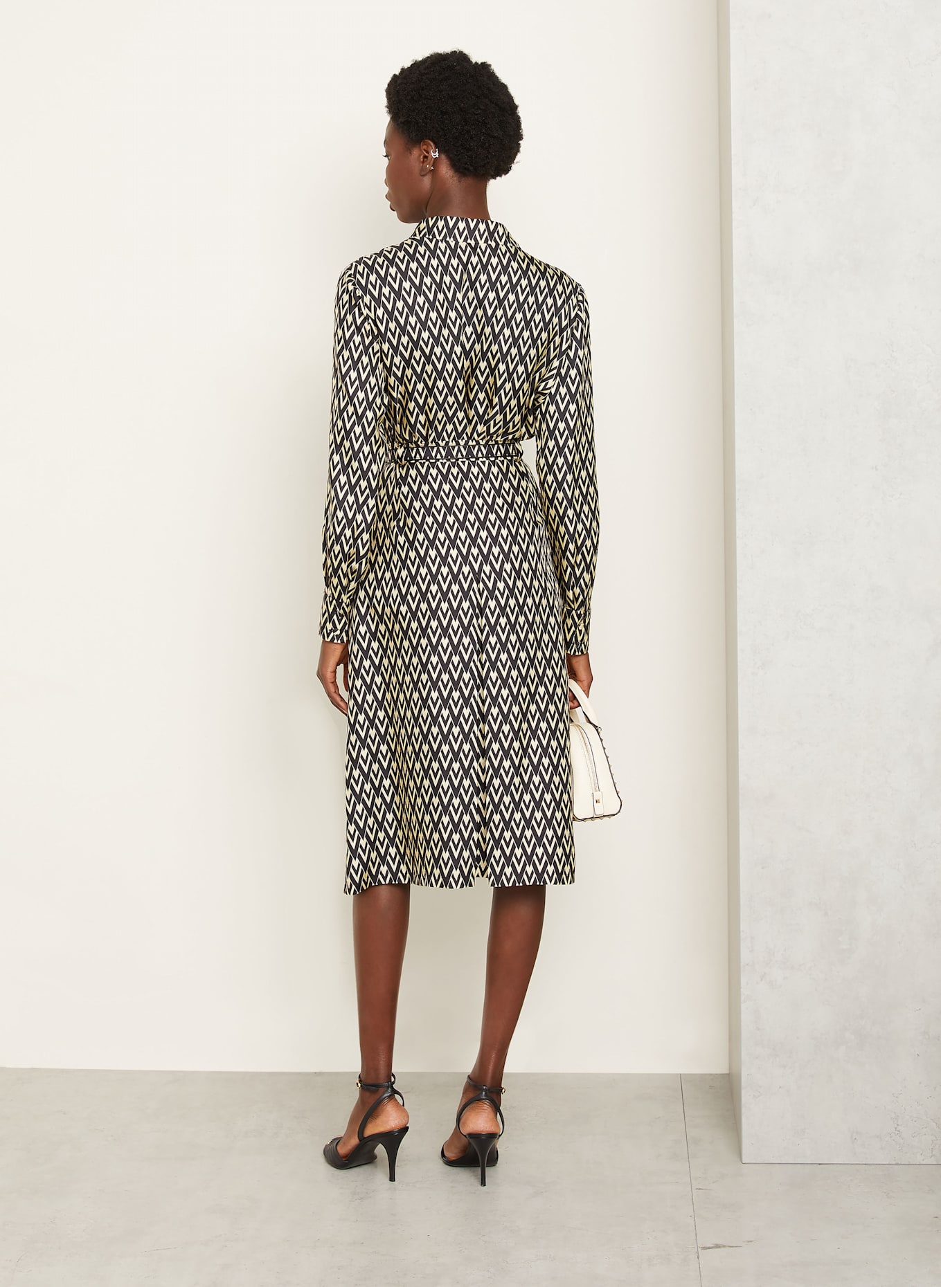 VALENTINO Chemisier en soie: NOIR / CRÈME