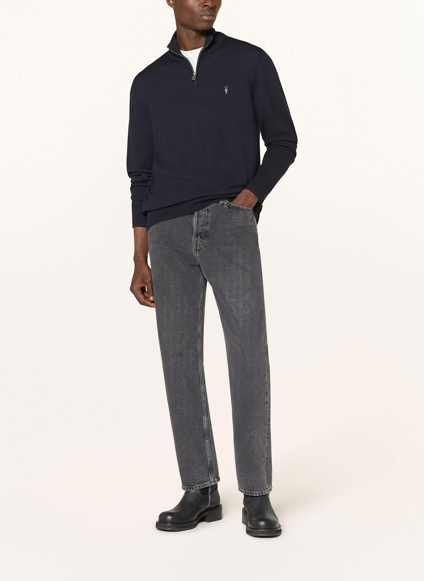 ALLSAINTS Sweter typu troyer KILBURN: GRANATOWY