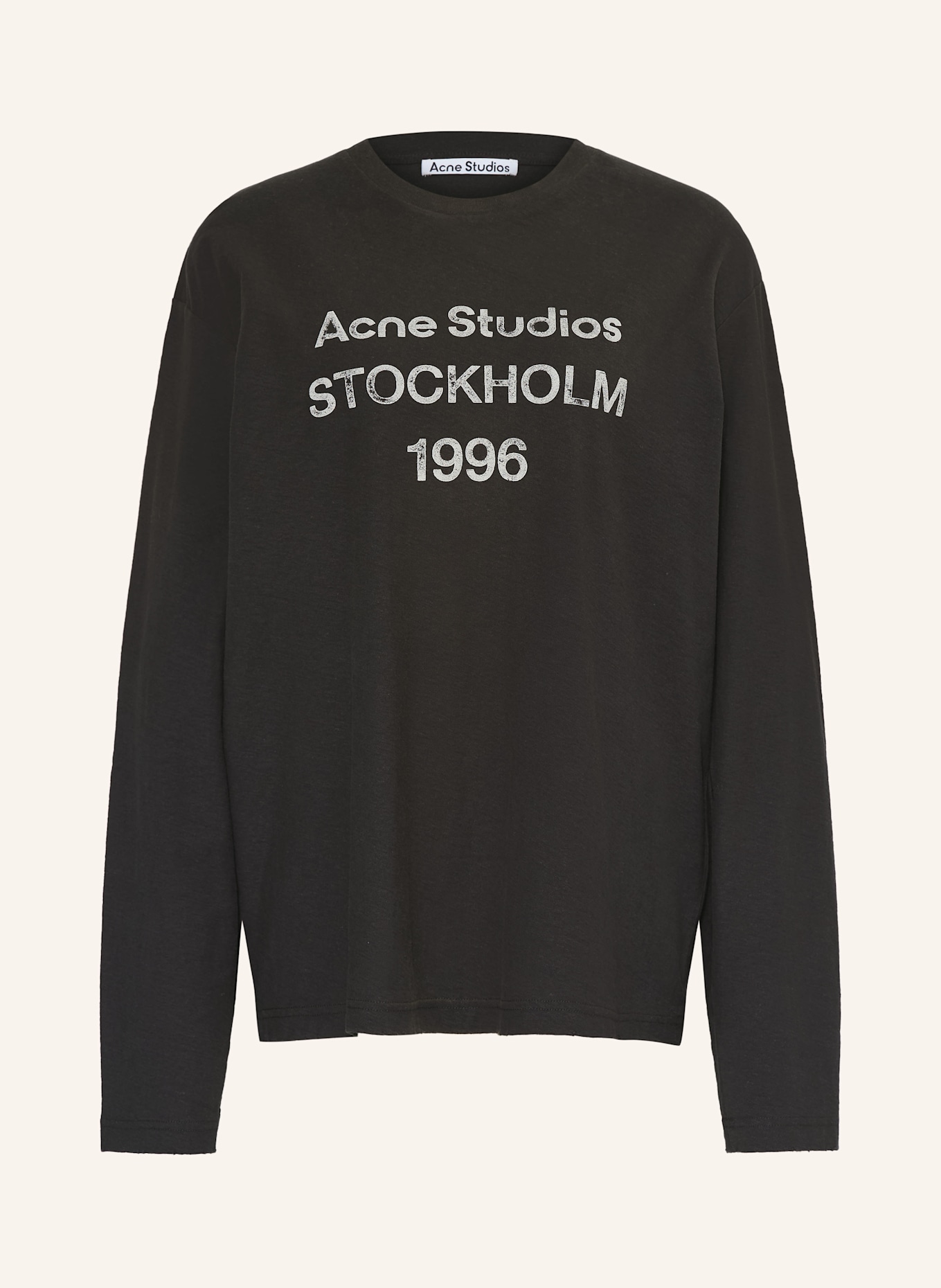 Acne Studios Longsleeve: DUNKELGRAU / WEISS