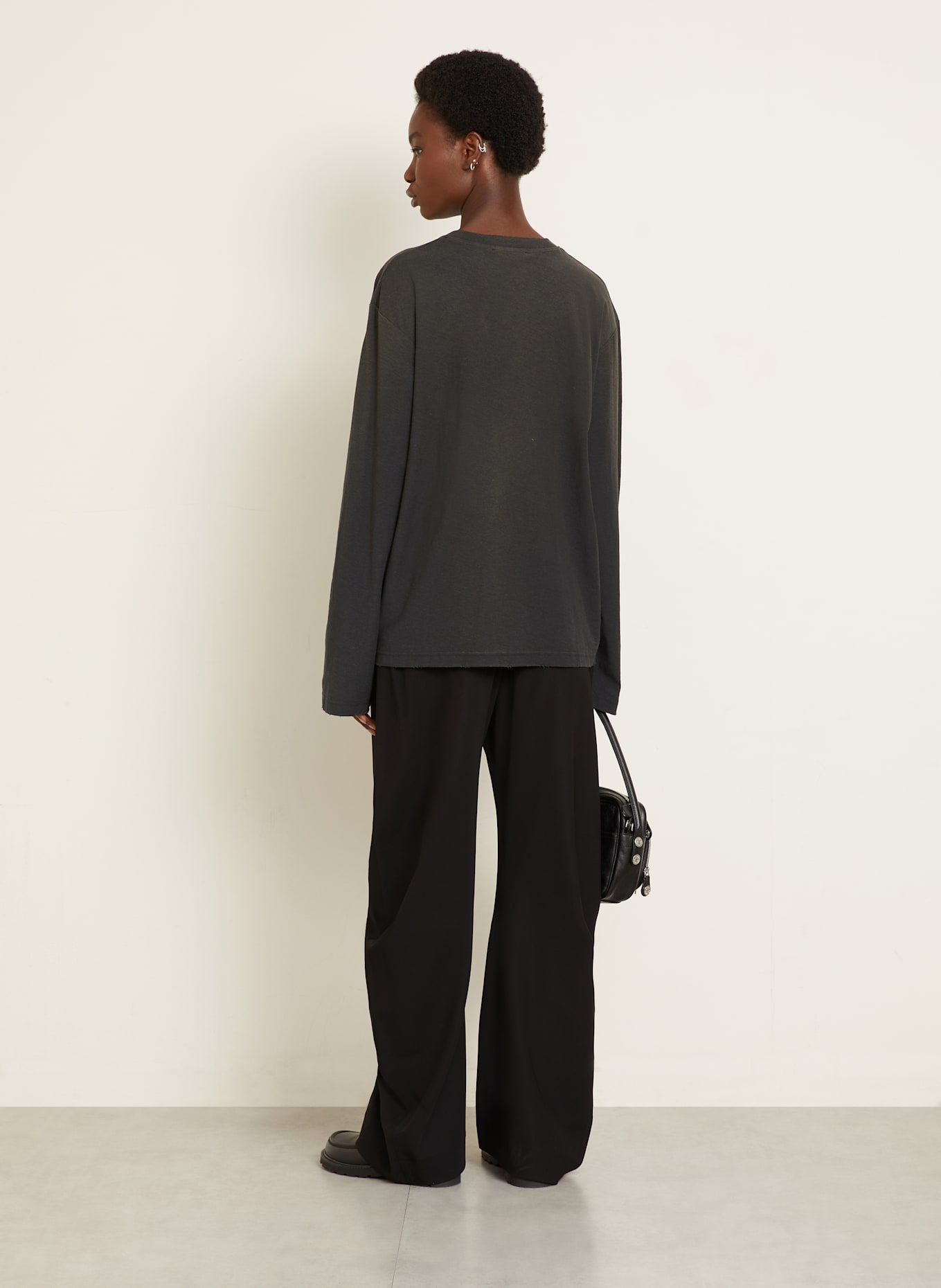 Acne Studios Longsleeve: DUNKELGRAU / WEISS