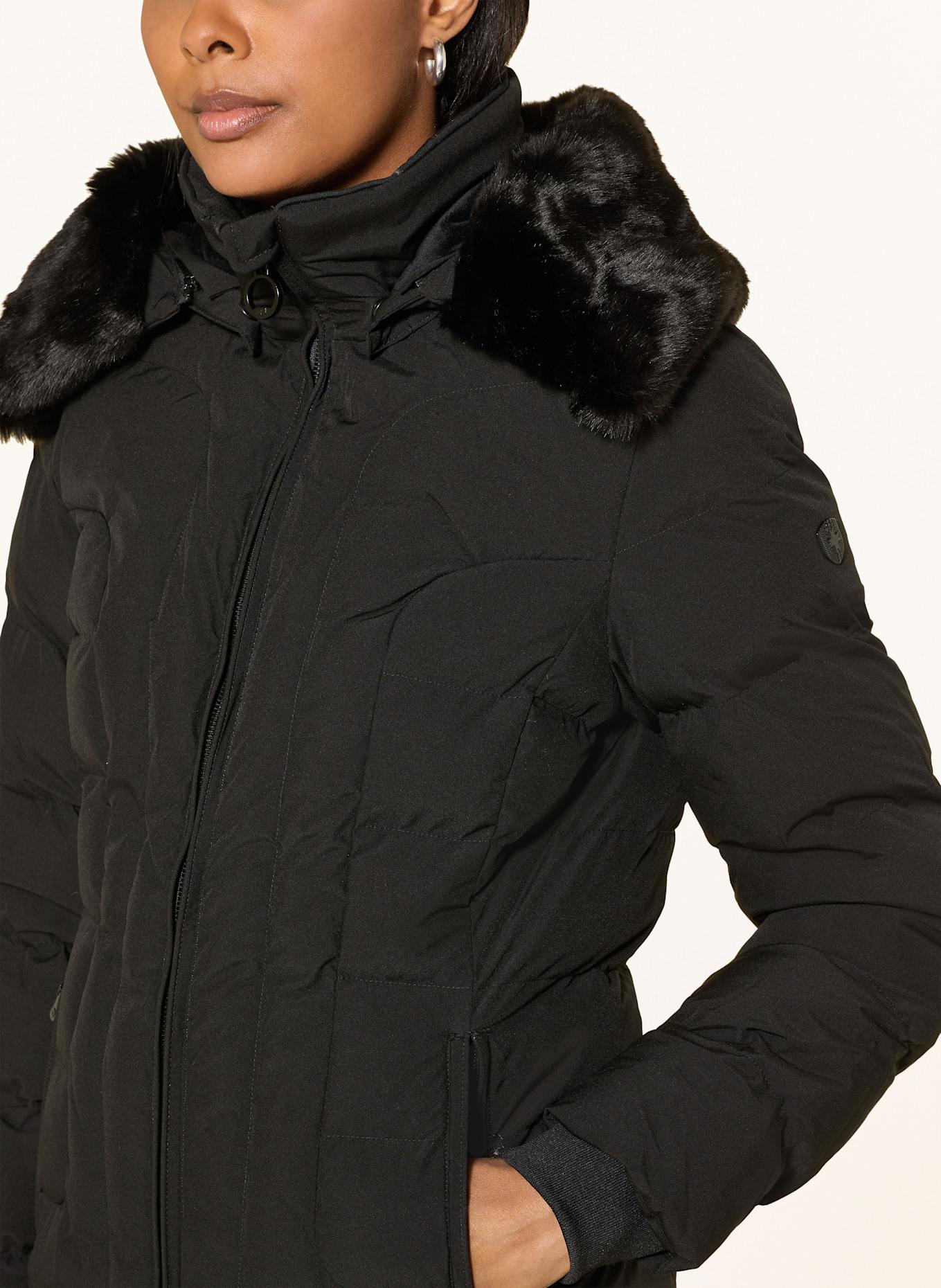 WELLENSTEYN Steppjacke BELVITESSE SHORT mit abnehmbarem Kunstpelz: SCHWARZ