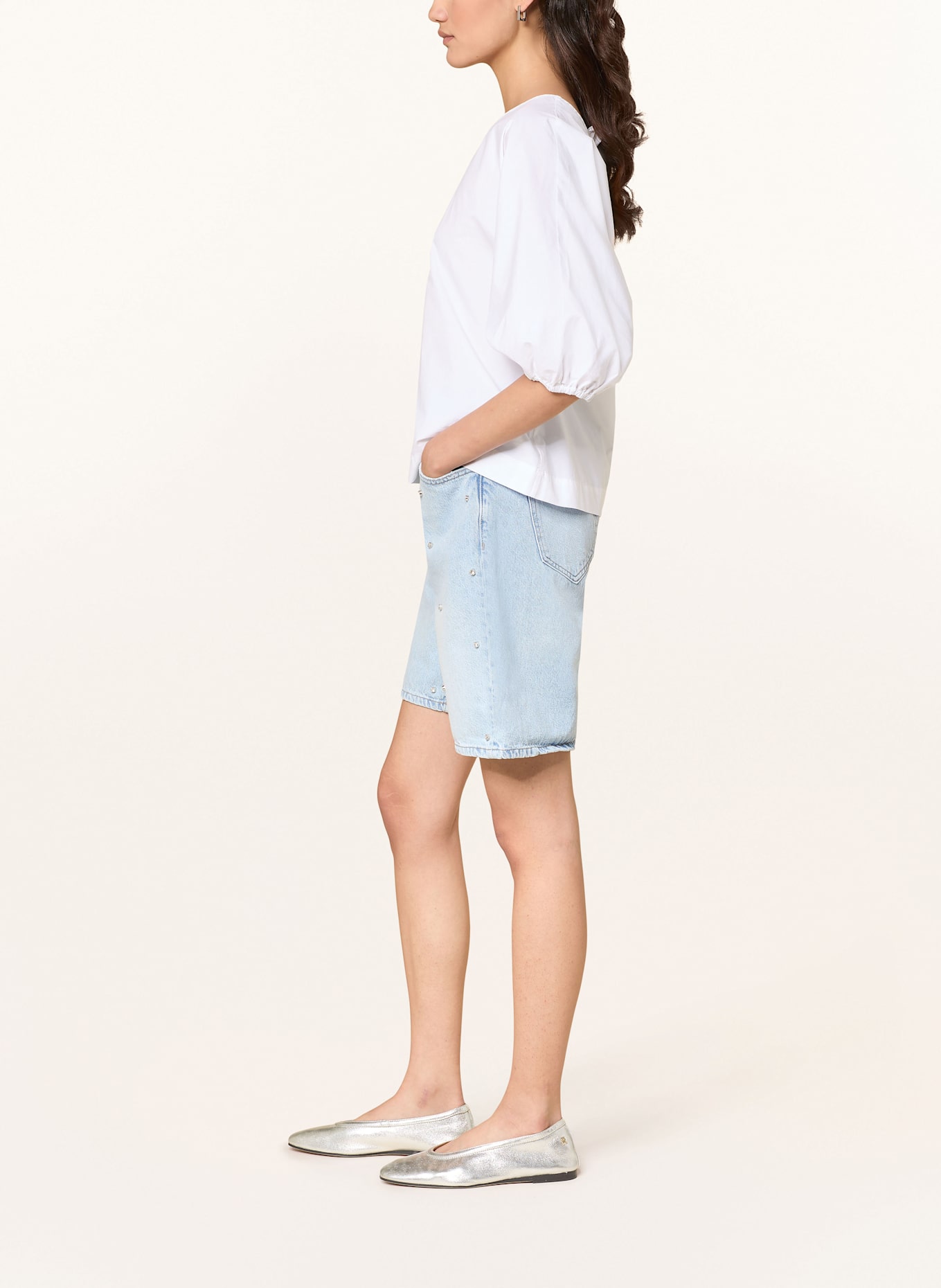 ONLY Shorts mit Schmucksteinen: LIGHT BLUE DENIM