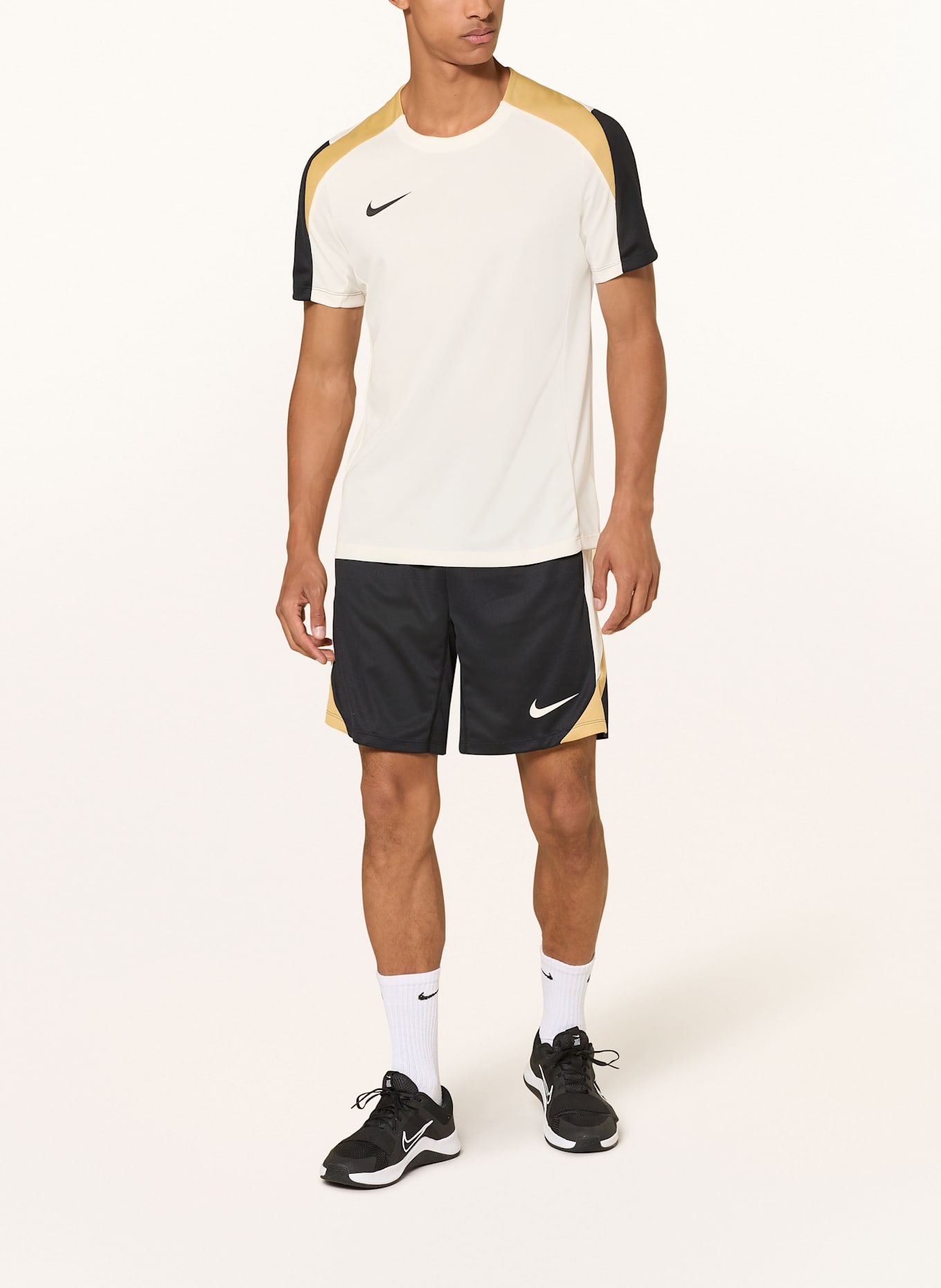 Nike T-Shirt STRIKE: ECRU/ GOLD/ SCHWARZ