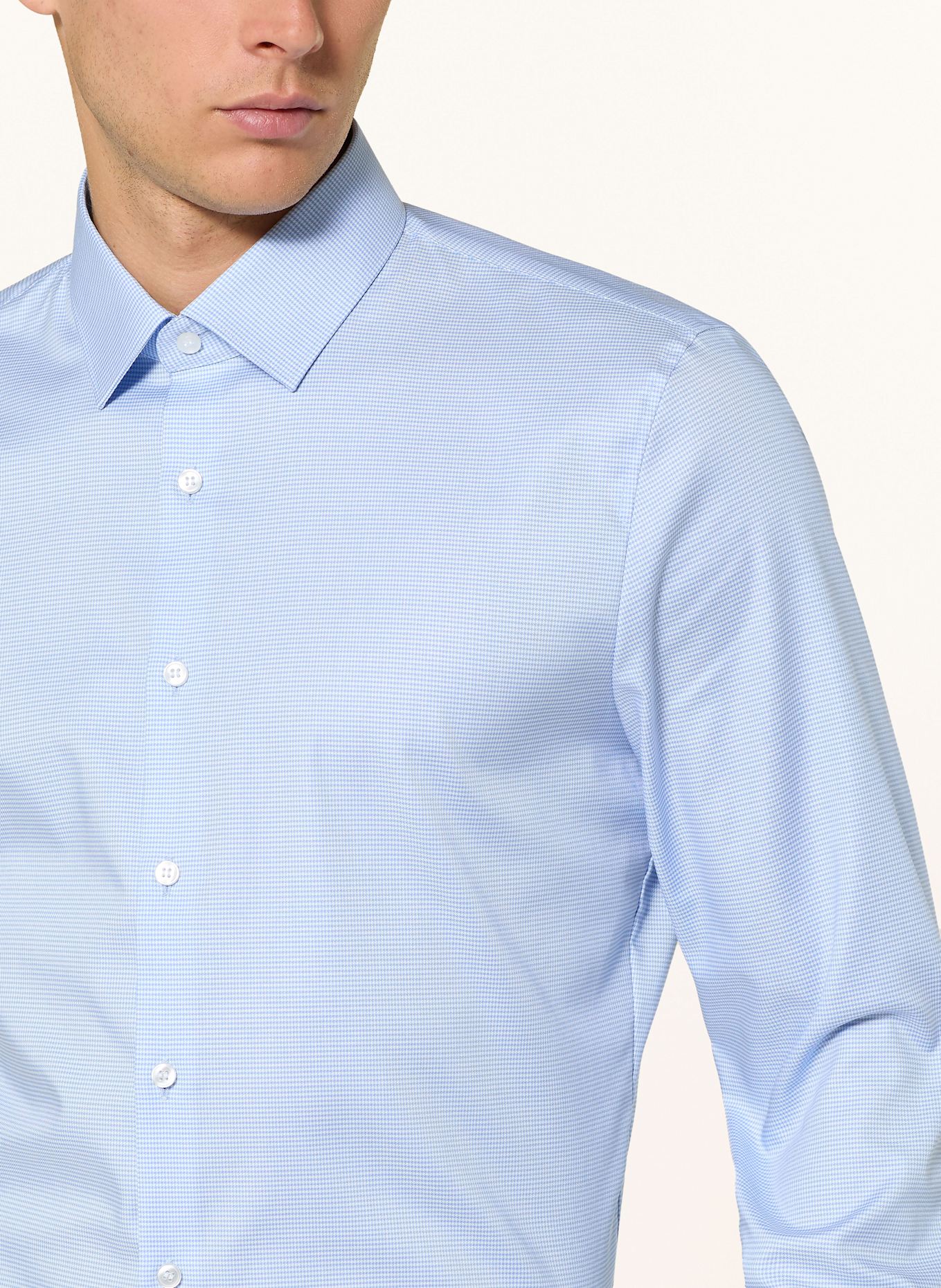 OLYMP Hemd No. Six super slim: HELLBLAU / WEISS