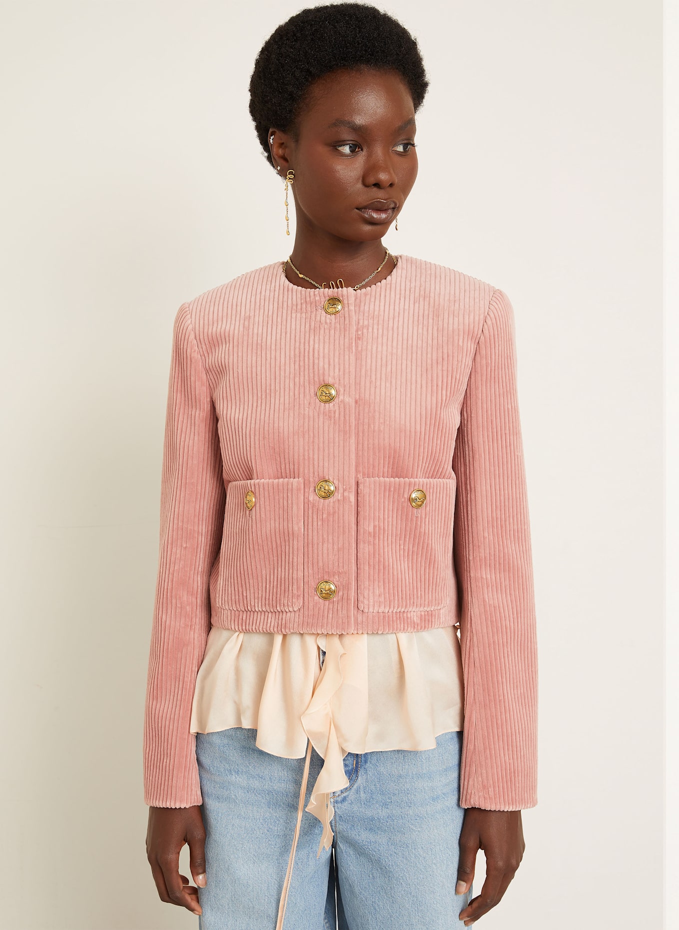 Chloé Boxy jacket in corduroy in rose