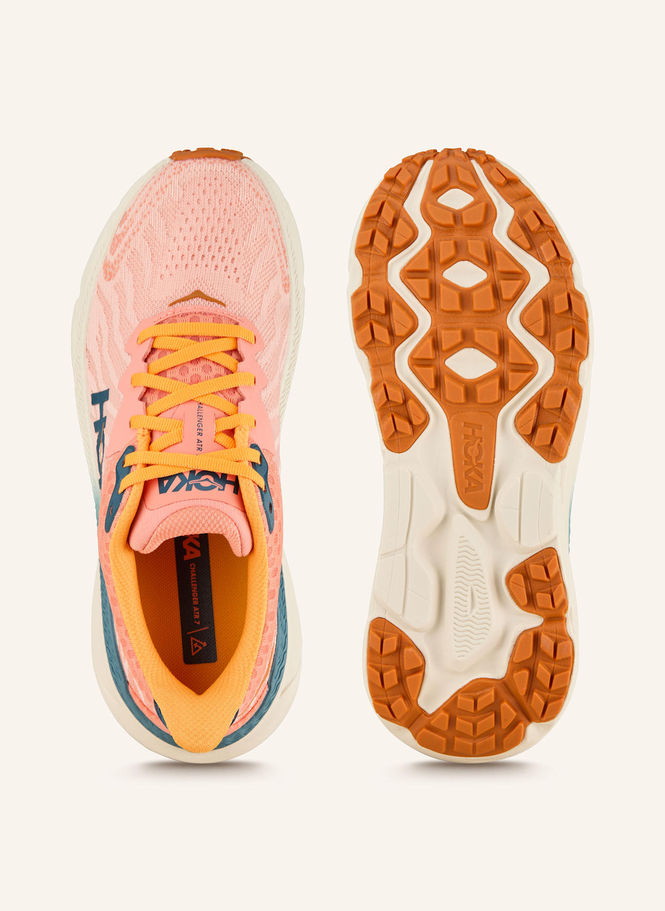 HOKA Trailové boty CHALLENGER 7: TMAVĚ ORANŽOVÁ / PETROLEJOVÁ