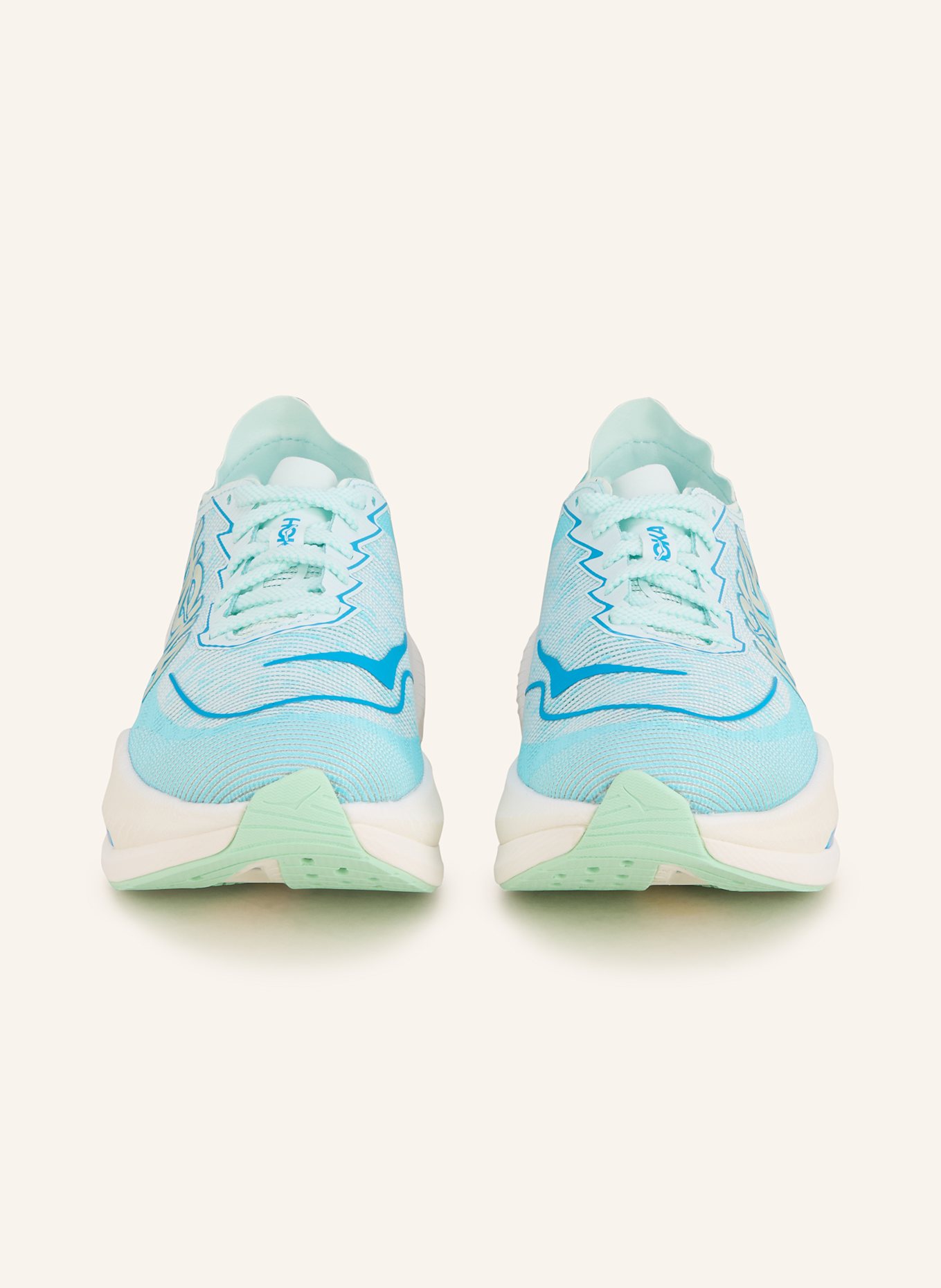 HOKA MACH X2 running shoes: WHITE / TURQUOISE