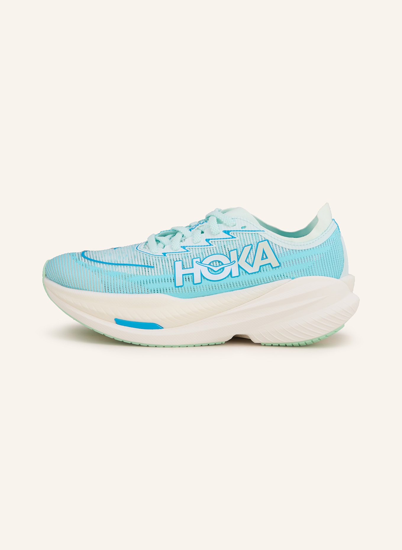 HOKA MACH X2 running shoes: WHITE / TURQUOISE