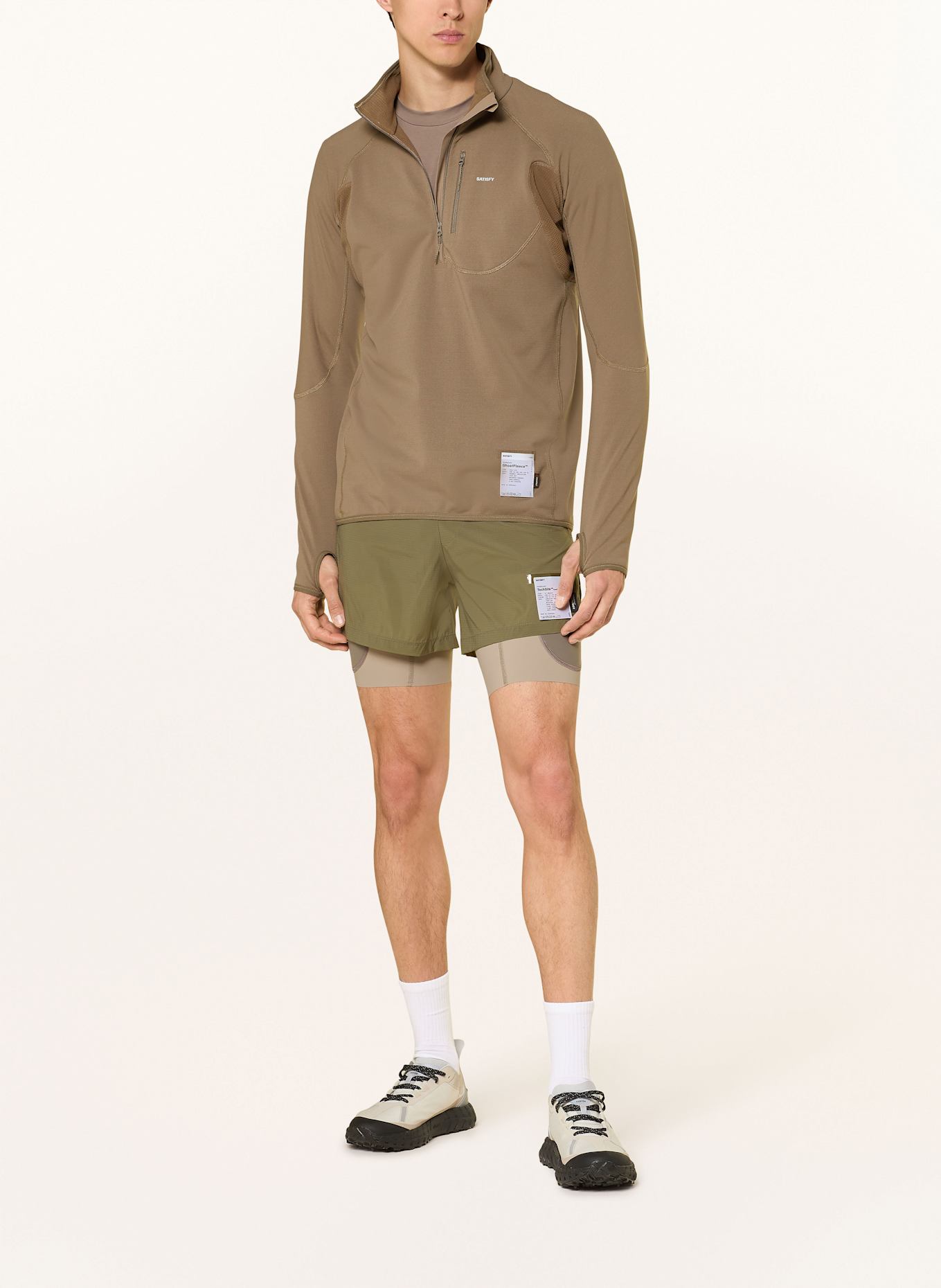 SATISFY Laufshirt GHOSTFLEECE™ HALF ZIP: BRAUN