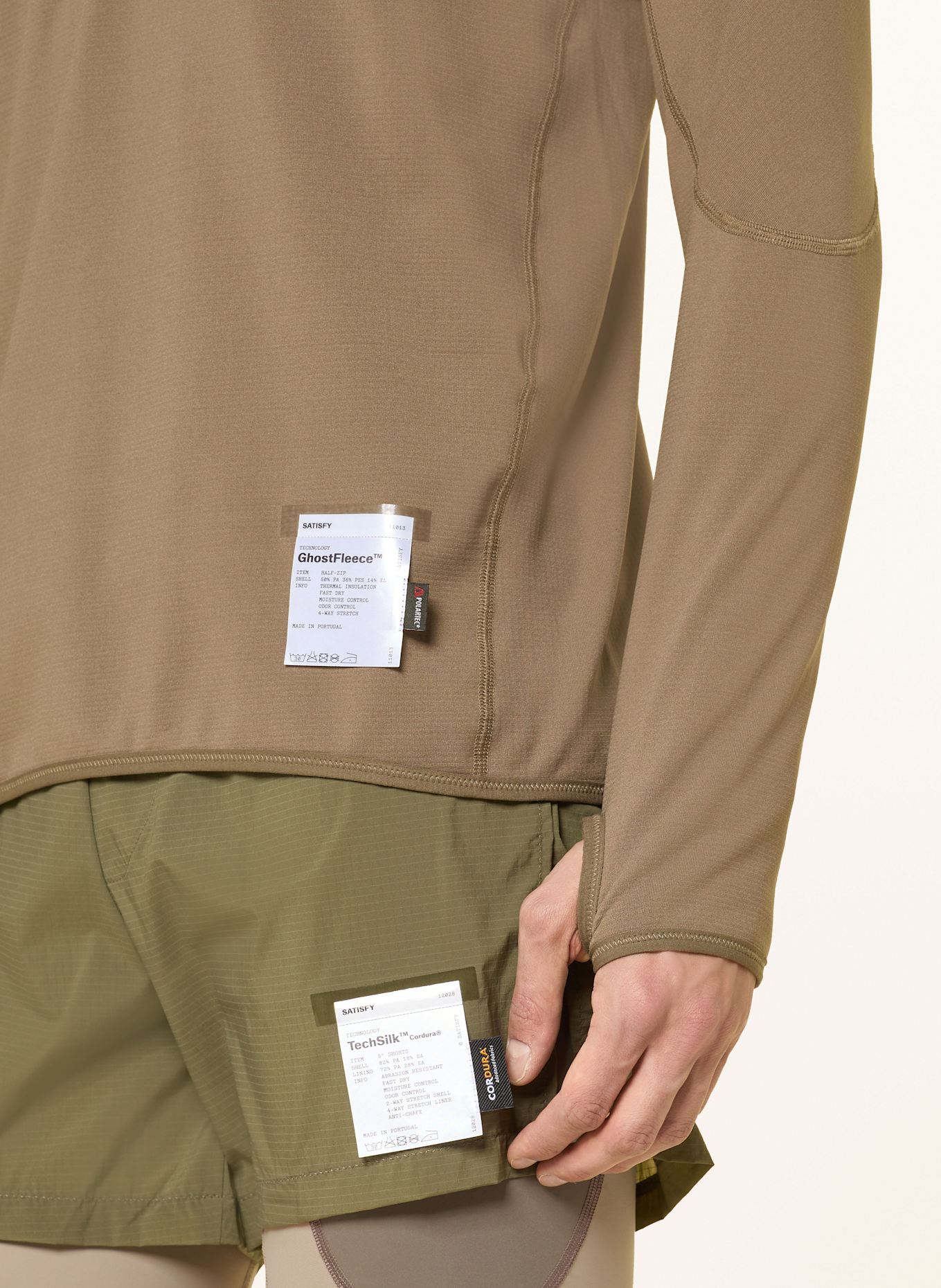 SATISFY Laufshirt GHOSTFLEECE™ HALF ZIP: BRAUN