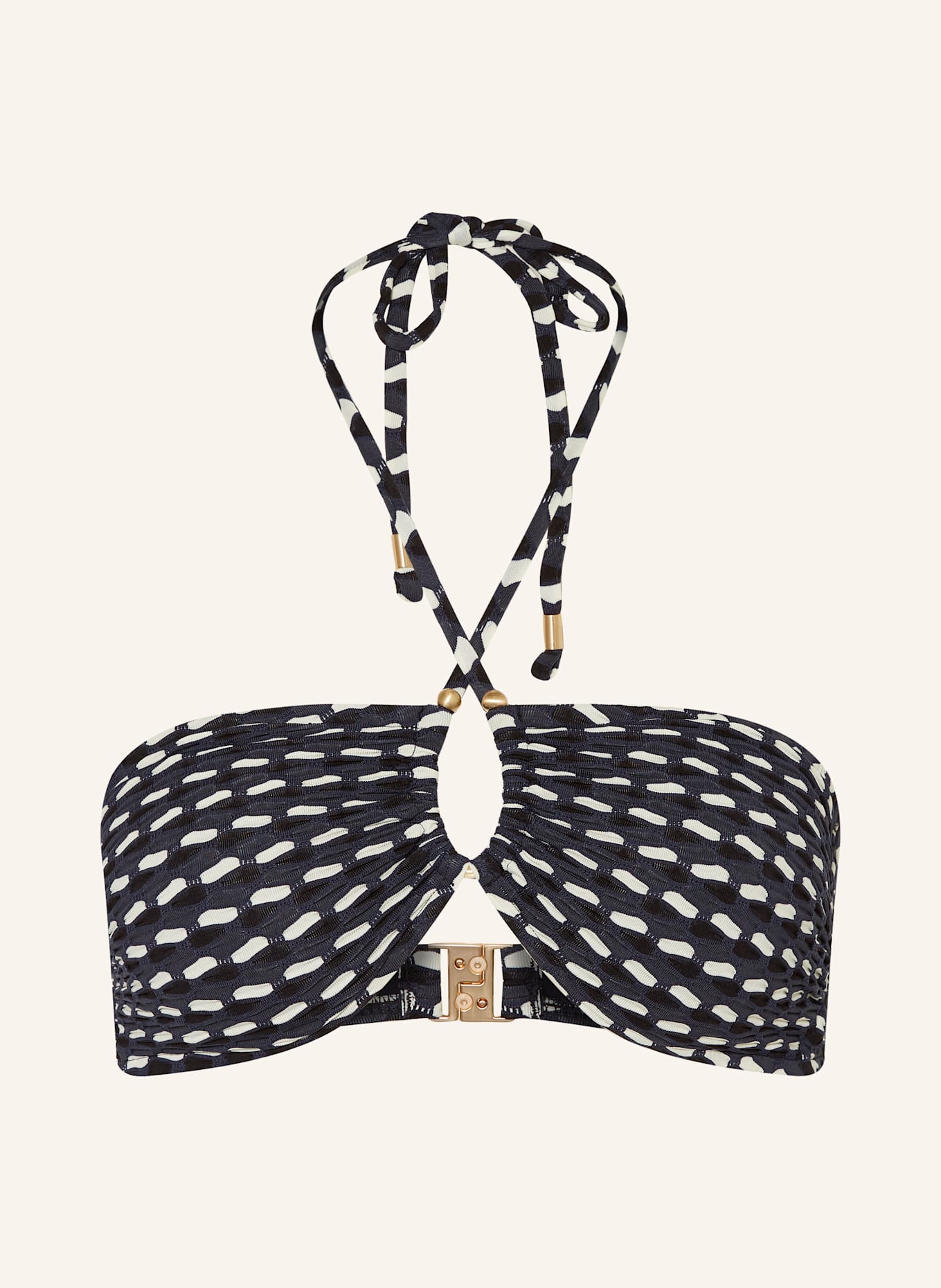 SEAFOLLY Bandeau-Bikini-Top MALA: DUNKELBLAU/ SCHWARZ/ ECRU