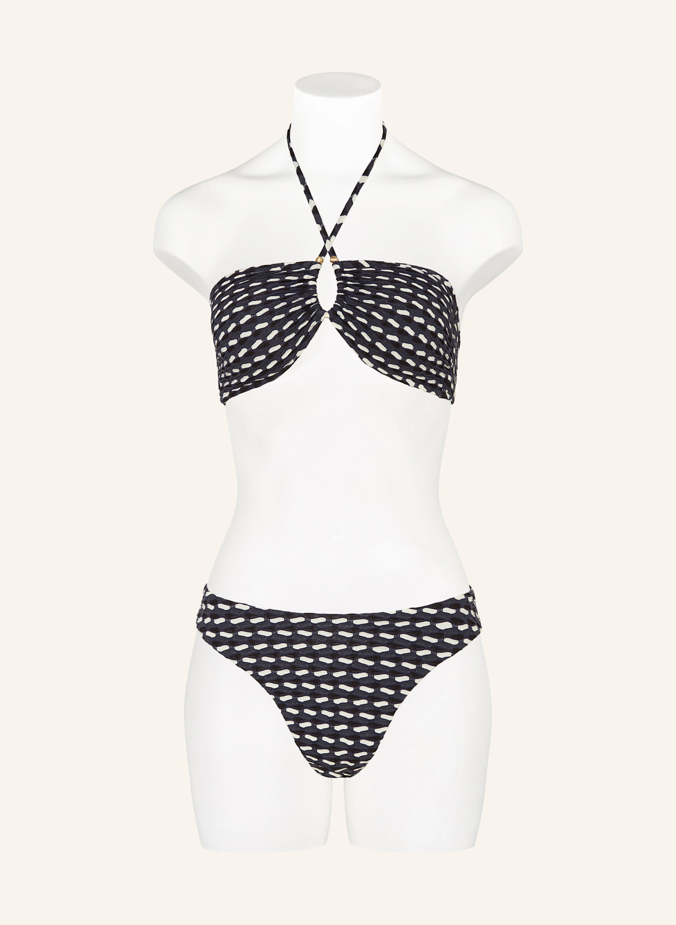 SEAFOLLY Bandeau-Bikini-Top MALA: DUNKELBLAU/ SCHWARZ/ ECRU