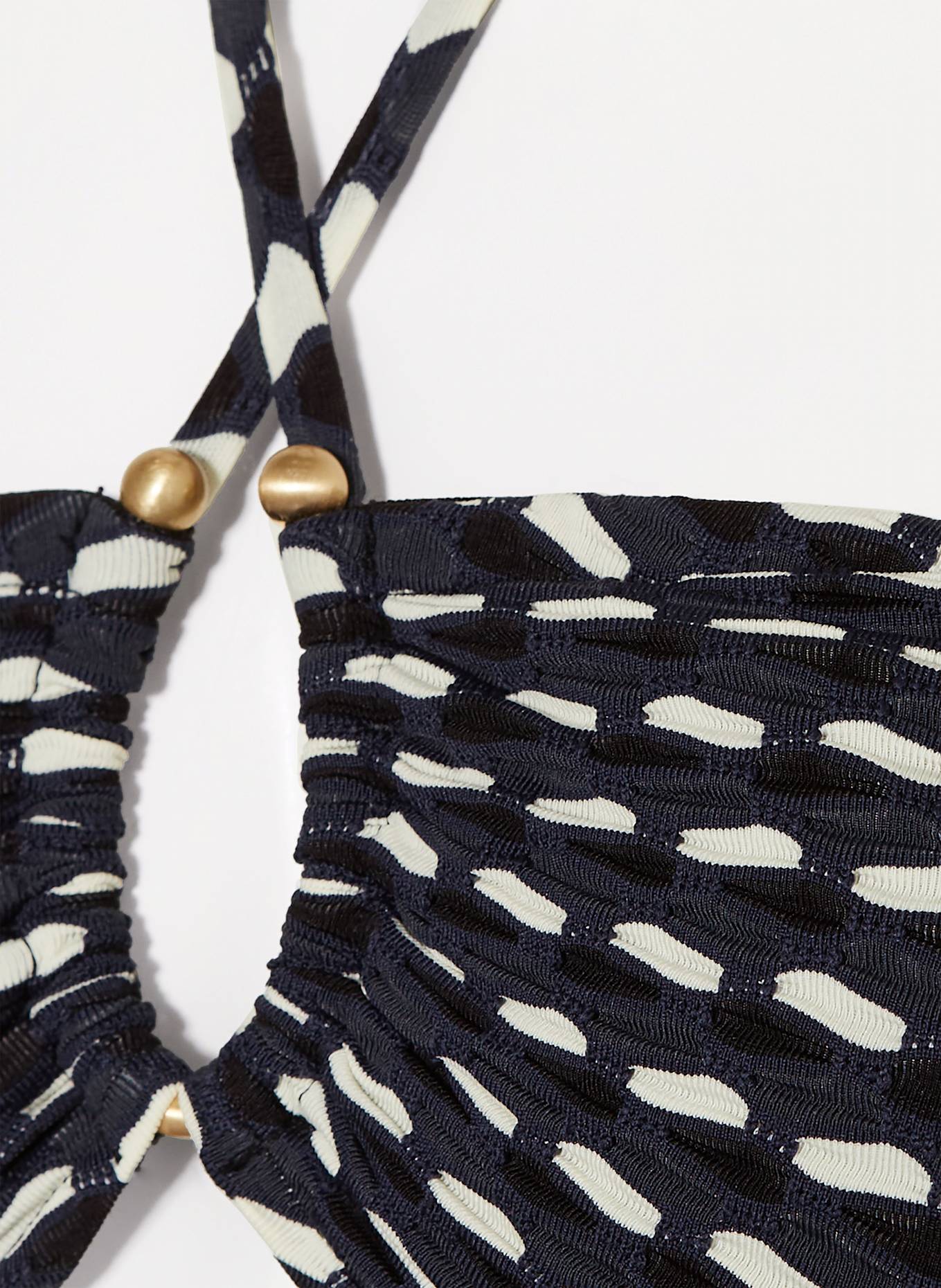 SEAFOLLY Bandeau-Bikini-Top MALA: DUNKELBLAU/ SCHWARZ/ ECRU