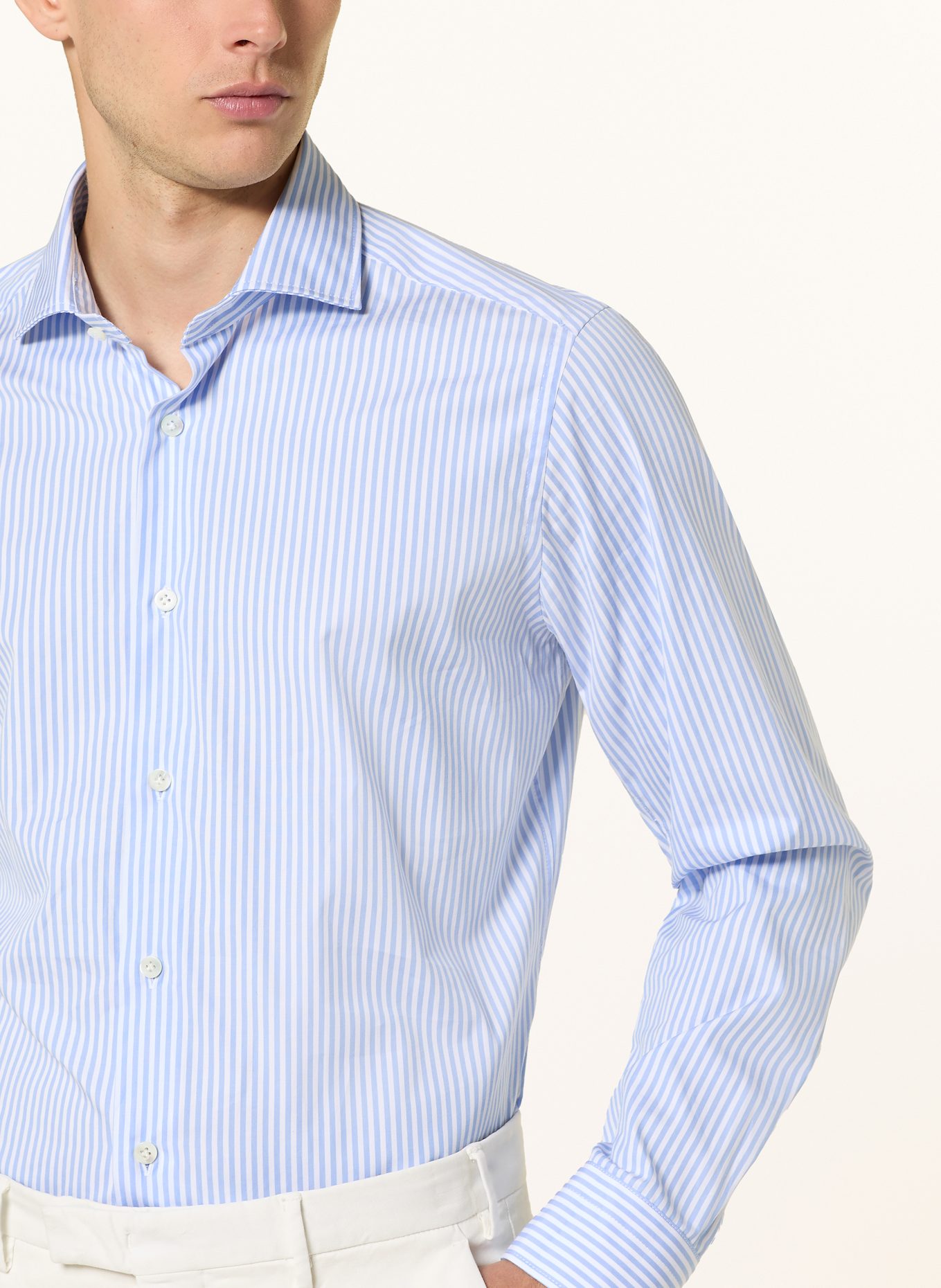 tintoria mattei Hemd Slim Fit: WEISS / HELLBLAU